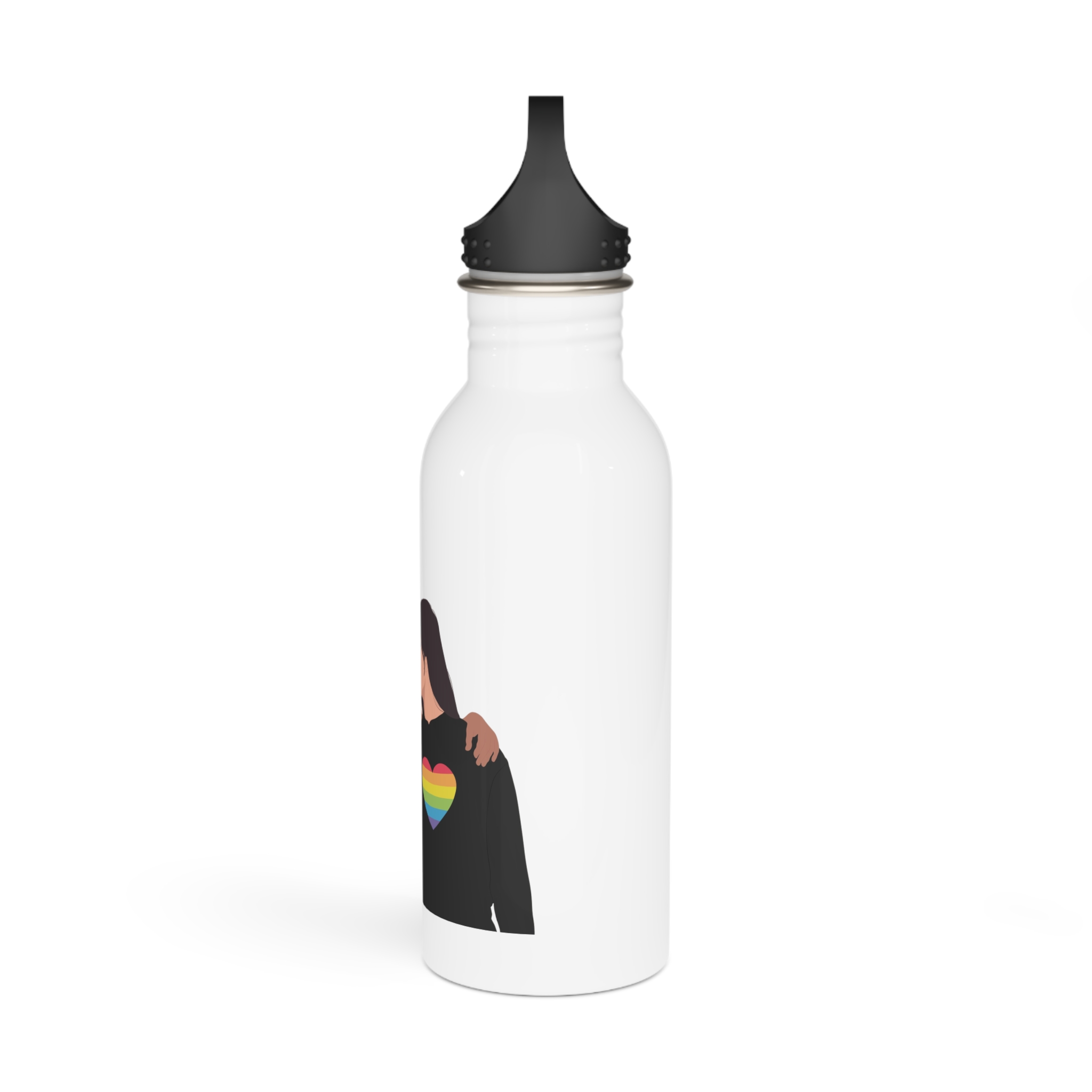 Embracing Lgbt Couple Couple Girls Love Smiling Each Other Stainless Steel Water Bottle - Image 4