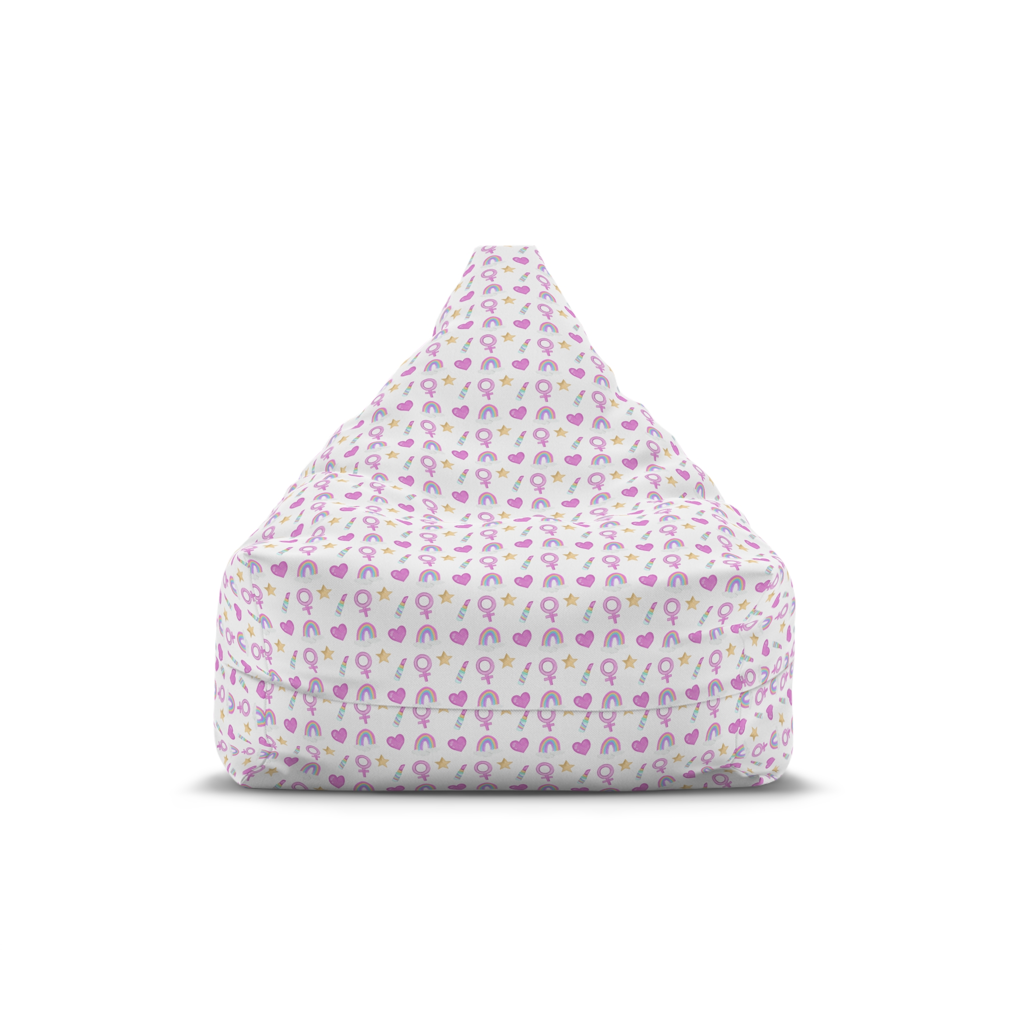 Cute Feminine Seamless Pattern With Rainbows Hearts Venus Symbols Bean Bag Chair Cover