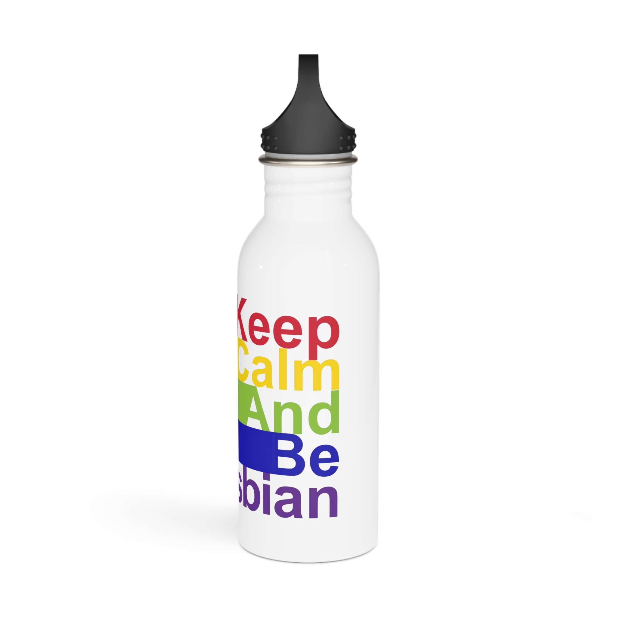Lgbt Concept Motivating Phrase Colors Rainbow Keep Calm Be Yourself Stainless Steel Water Bottle - Image 4