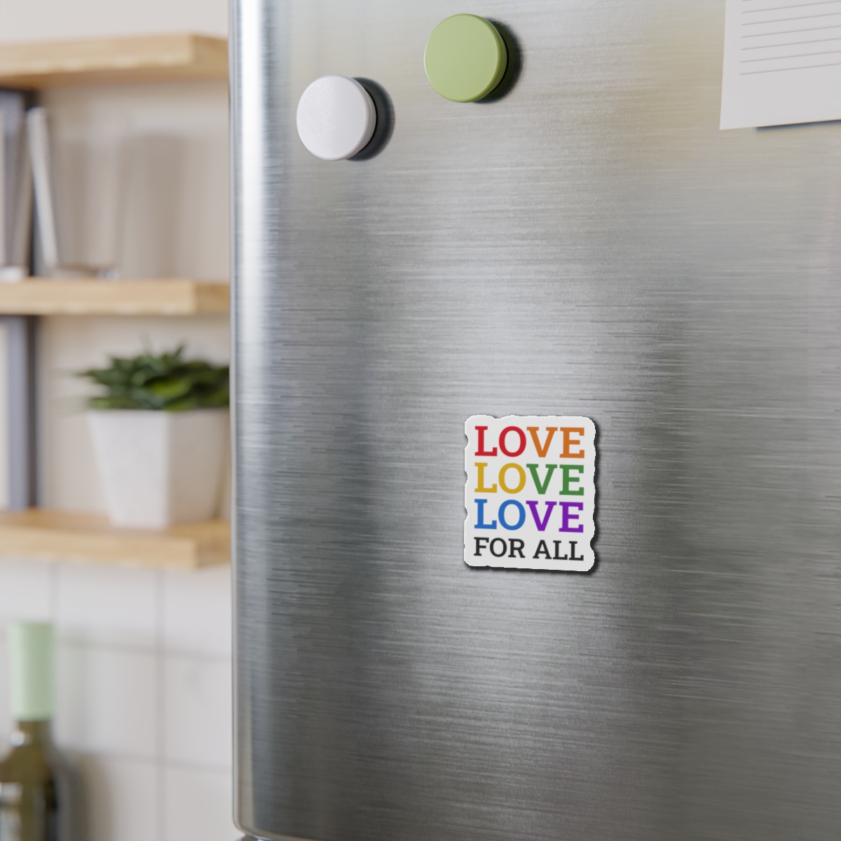 Love All Lgbtq Pride Month Positive Quote Rainbow Color Typographic Art White Background Die Cut Magnets - Image 6