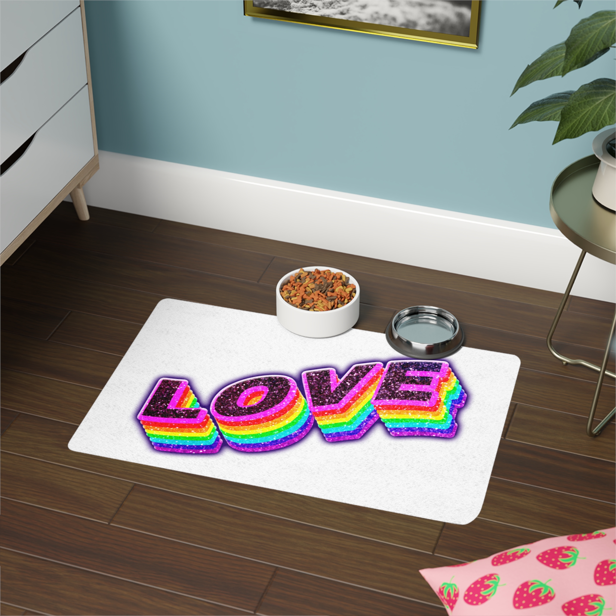 Love Png Word Rainbow Typography Pet Food Mat 12x18 - Image 4