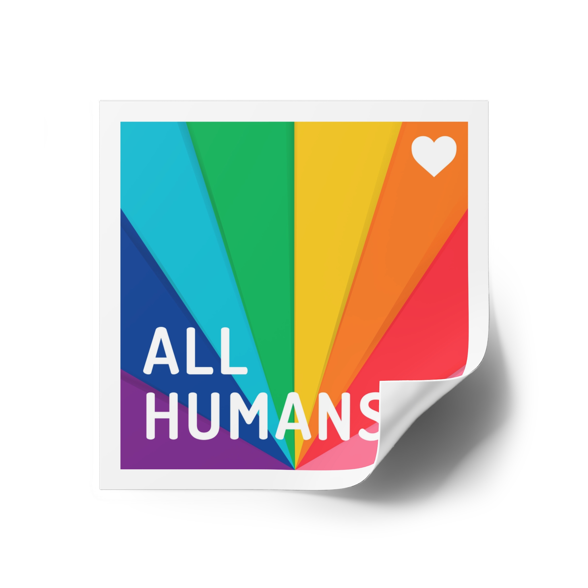 Rainbow Colored Background With All Humans Concept Pride Month Laminate Stickers Square - Image 22