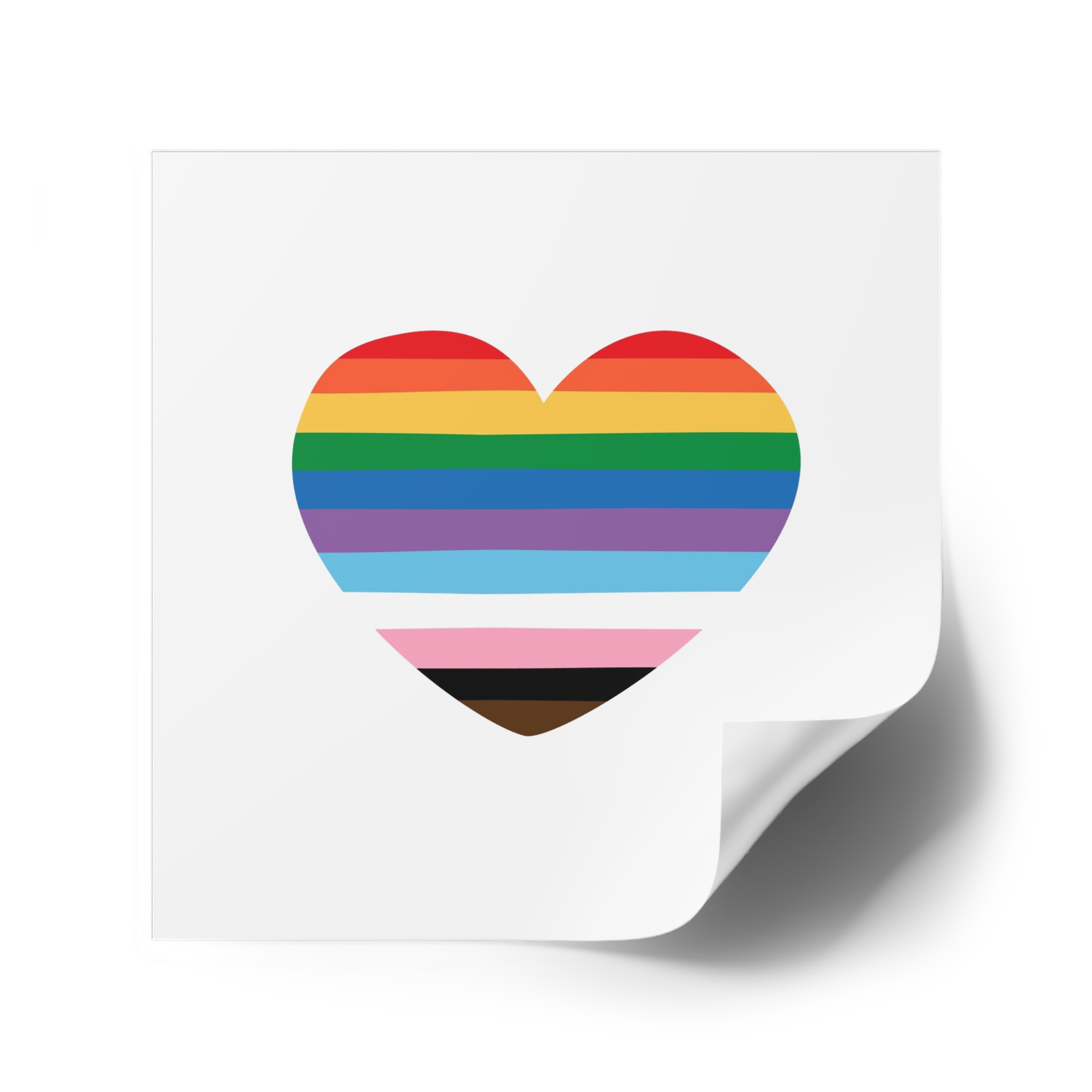 Inclusive Progress Pride Heart Symbol Laminate Stickers Square - Image 34