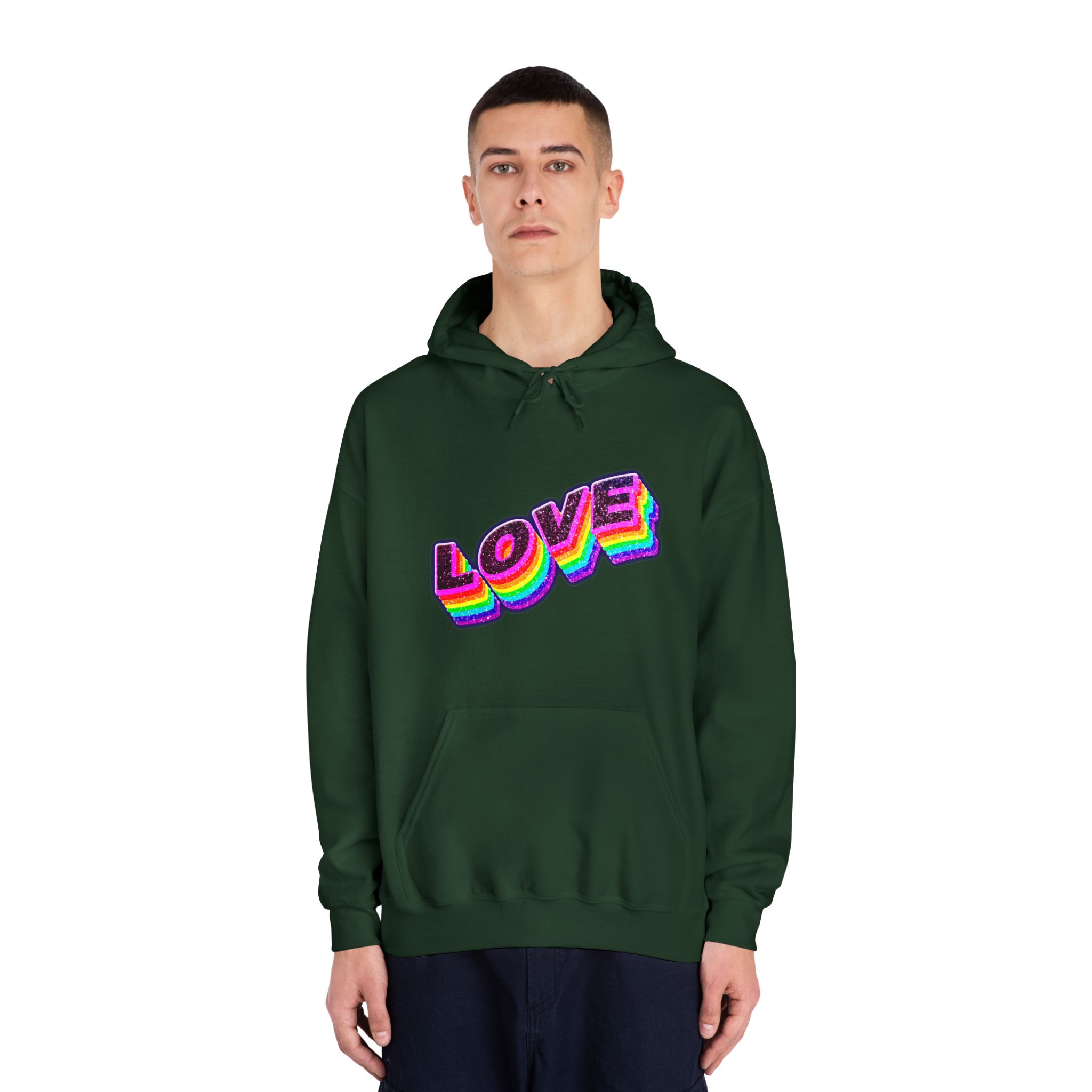 Love Png Word Rainbow Typography Unisex Dryblend Hooded Sweatshirt - Image 23