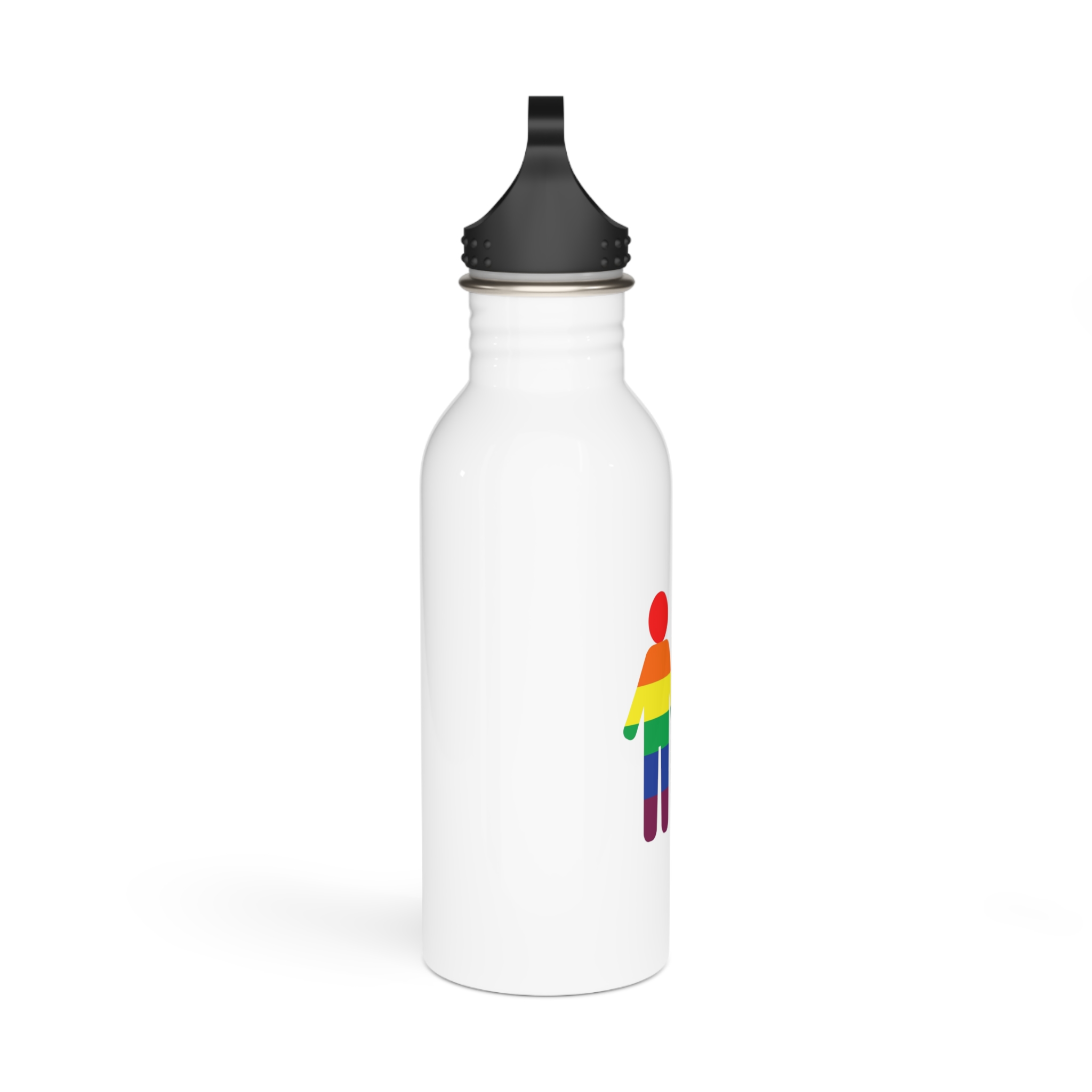 Gay Couple Holding Hands With Rainbow Color Background Vector Stainless Steel Water Bottle - Image 2
