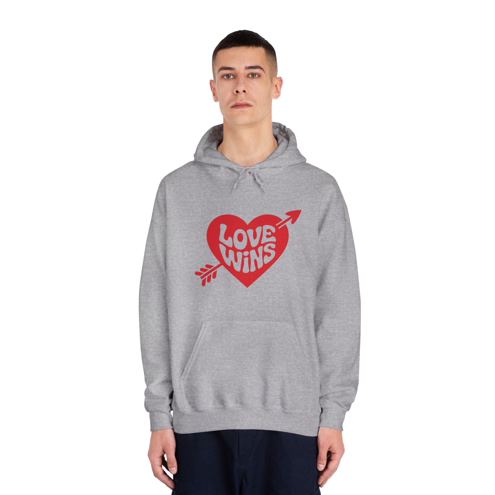 Love Wins Inscription Red Heart Pierced With Cupid39s Arrow Transparent Background Unisex Dryblend Hooded Sweatshirt - Image 15