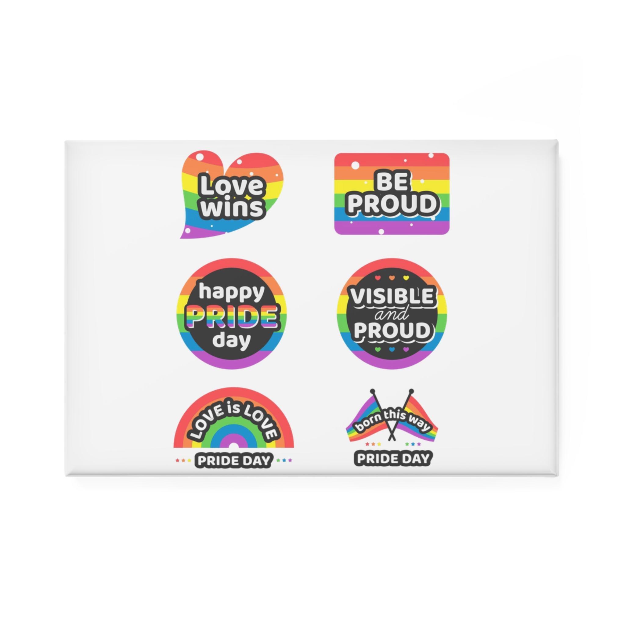 Set Rainbow Pride Labels Button Magnet Rectangle 1 And 10 Pcs - Image 5