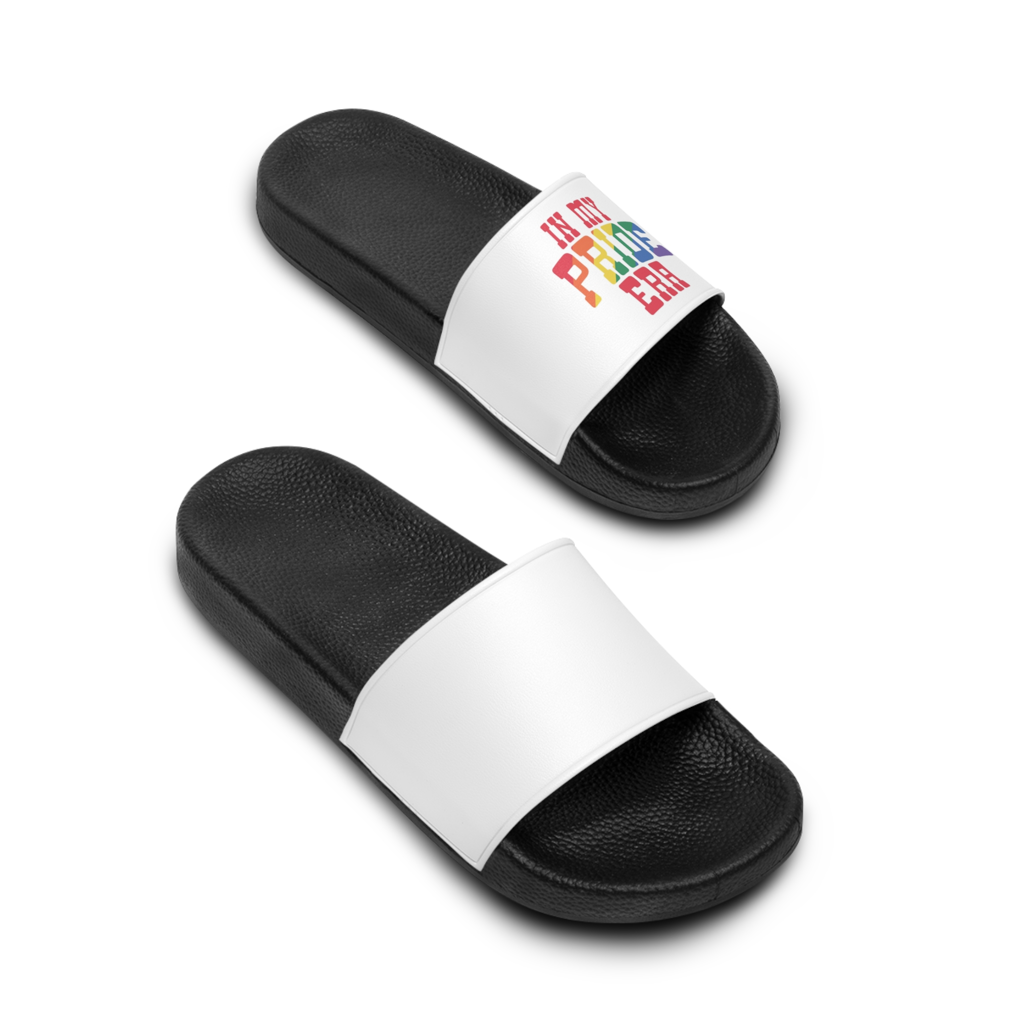 Black Shirt With Words My Rainbow Mens Slide Sandals - Image 4