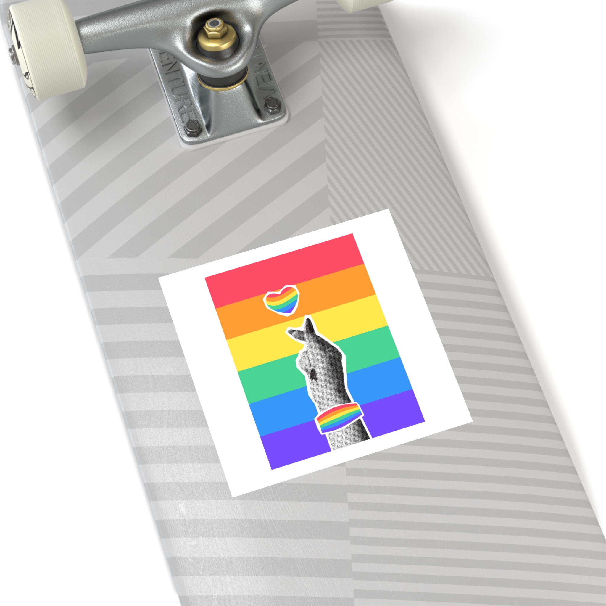 Lgbtq Trendy Retro Collage Halftone Hands Laminate Stickers Square - Image 36