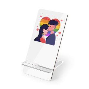 Flat Design Lesbian Couple Kiss Illustration Mobile Display Stand For Smartphones
