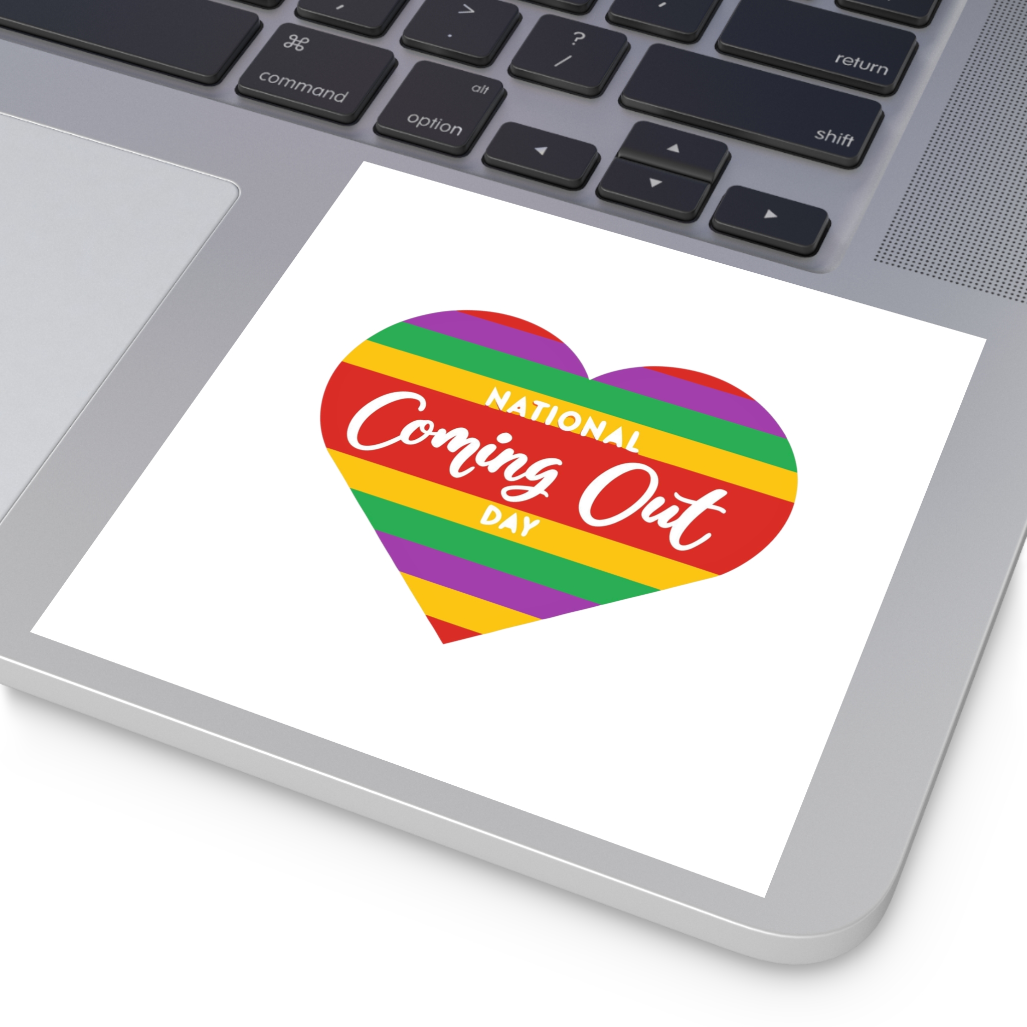National Coming Out Day Rainbow Heart With Text Pride Lgbtq Laminate Stickers Square - Image 43