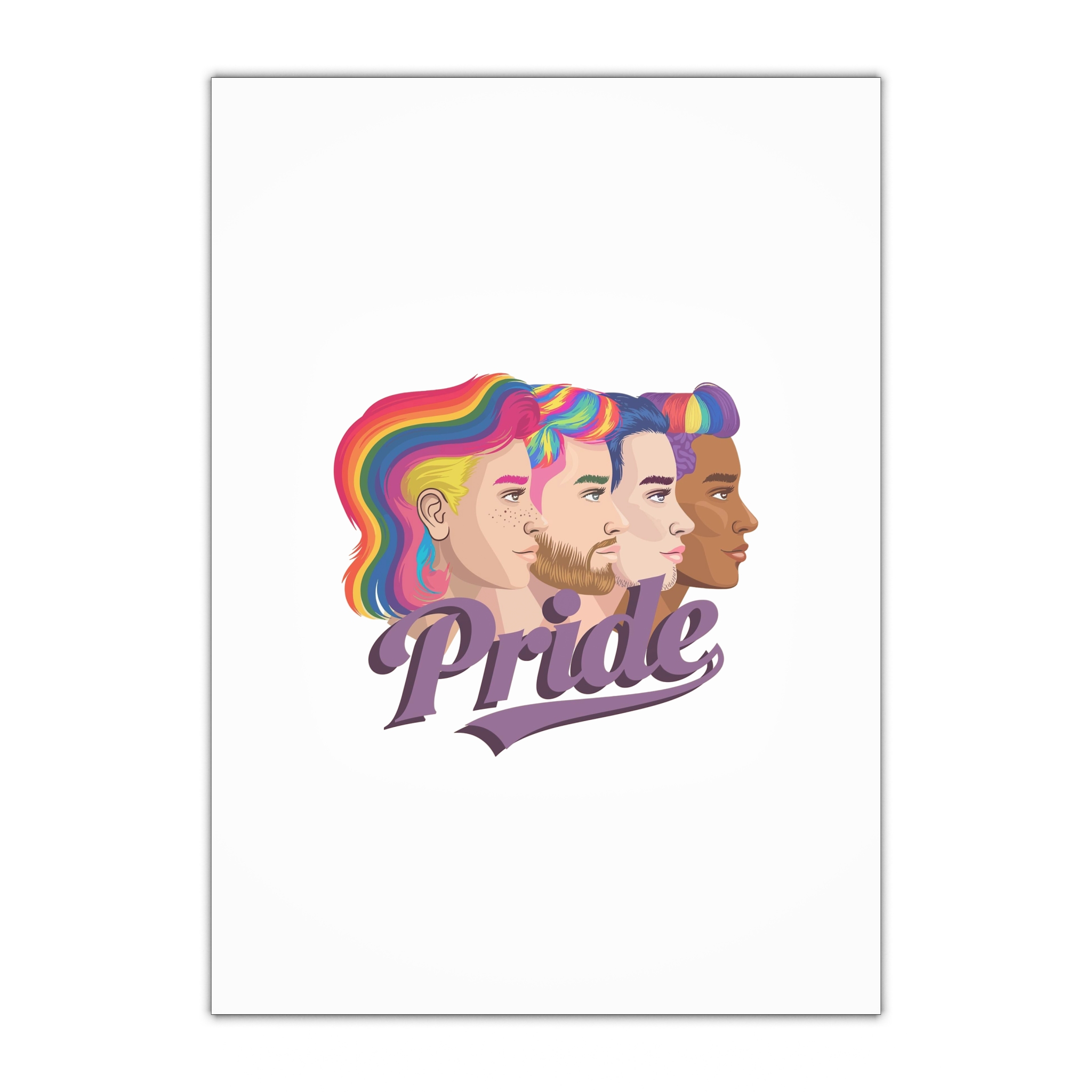 Vector Illustration Four Side Profiles Lgbtq Individuals With Vibrant Hair Colors Gift Wrapping Paper Sheets 1pc
