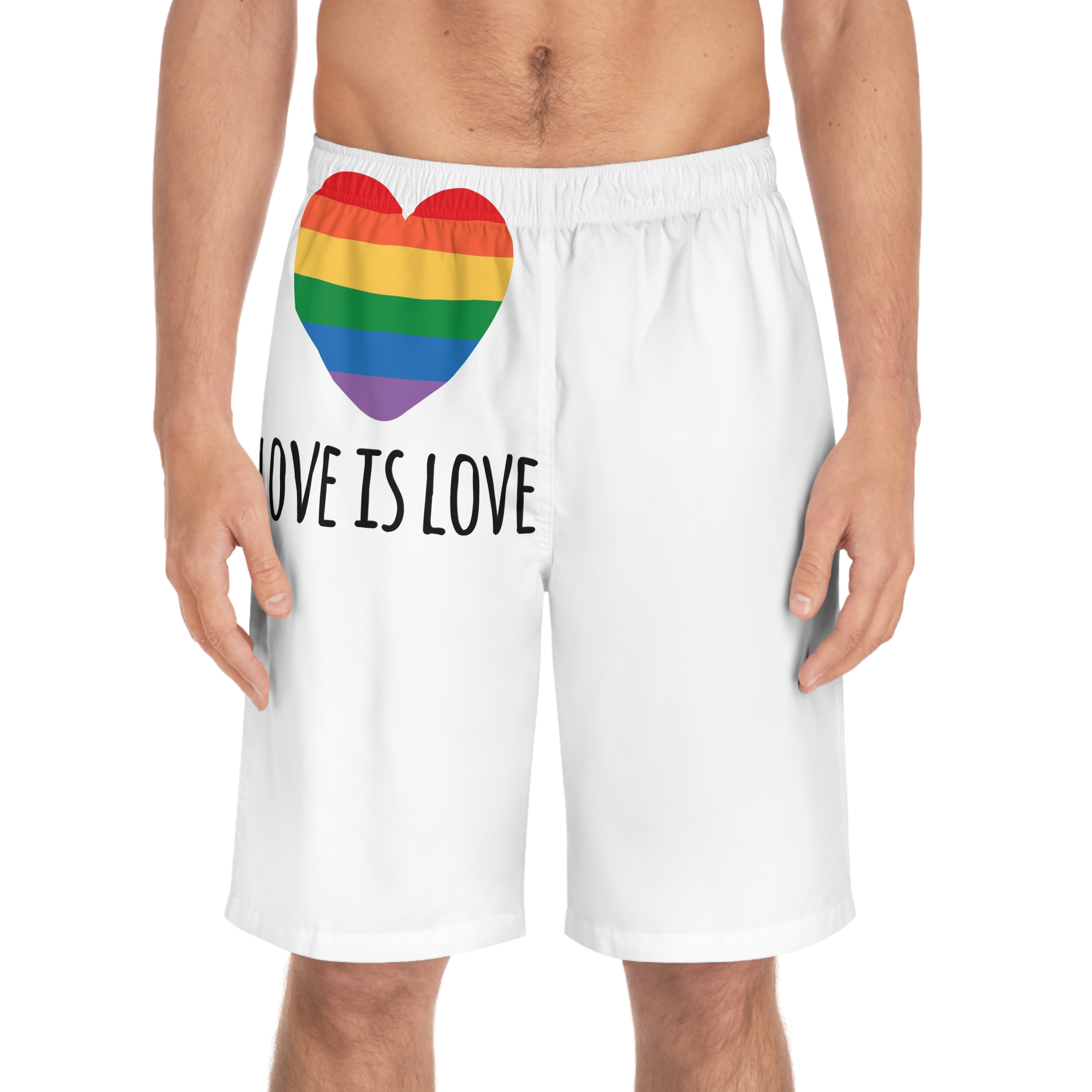 Vector Sketch Lgbt Rainbow Love Is Love Lettering (1) Mens Board Shorts Aop - Image 3