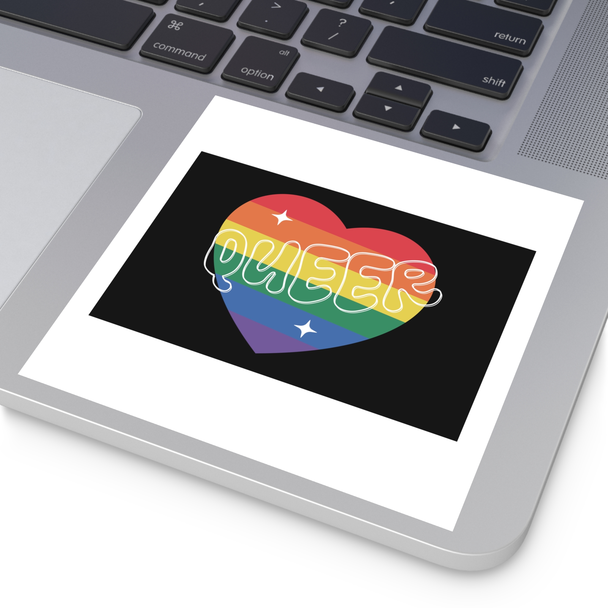 Queer Pride Heart Laminate Stickers Square - Image 43