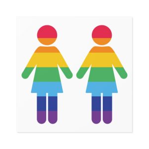 Lgbt Pride Two Lesbians Vector Icon Rainbow Colors Vector Illustration Laminate Stickers Square