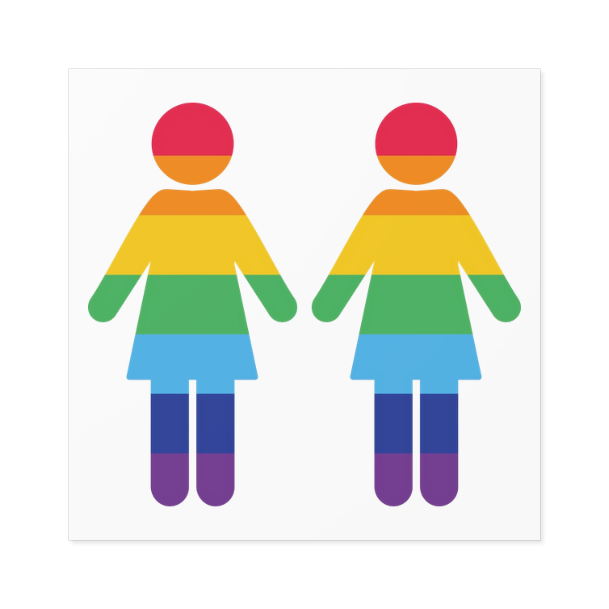 Lgbt Pride Two Lesbians Vector Icon Rainbow Colors Vector Illustration Laminate Stickers Square