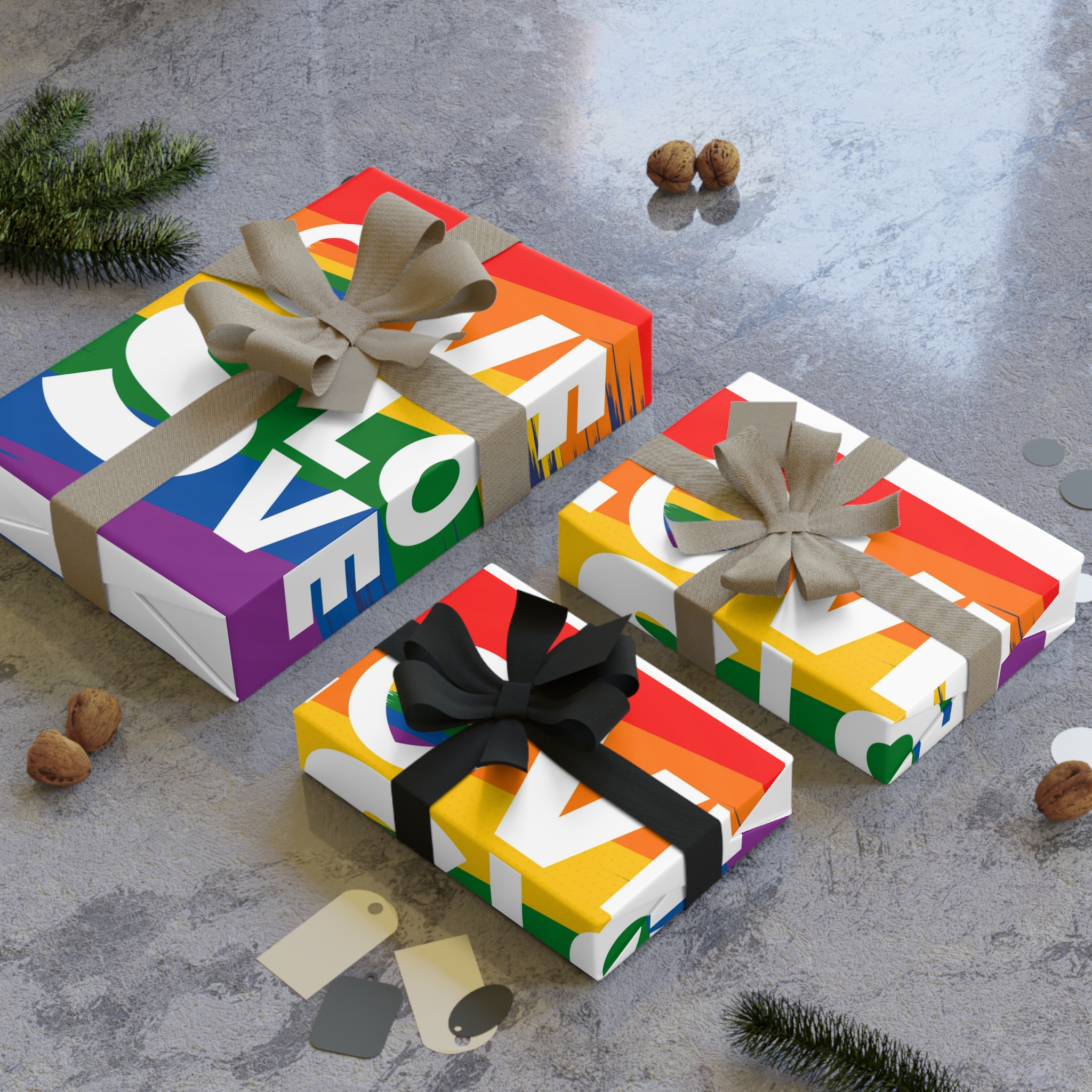 Lgbt Pride Month June Lesbian Gay Bisexual Transgender Lgbt Rainbow Flag Vector Illustration Gift Wrapping Paper Rolls 1pc - Image 4