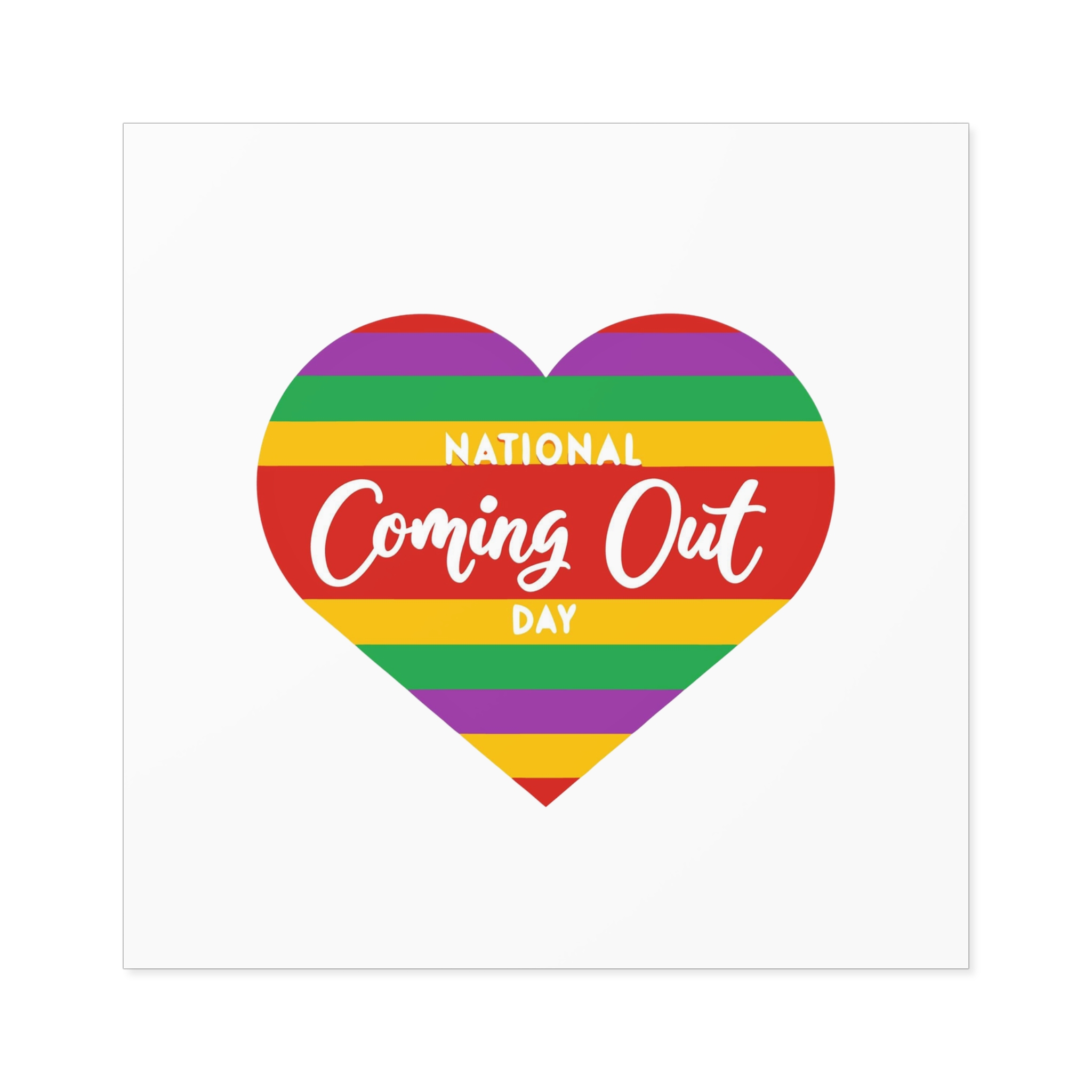 National Coming Out Day Rainbow Heart With Text Pride Lgbtq Laminate Stickers Square - Image 41