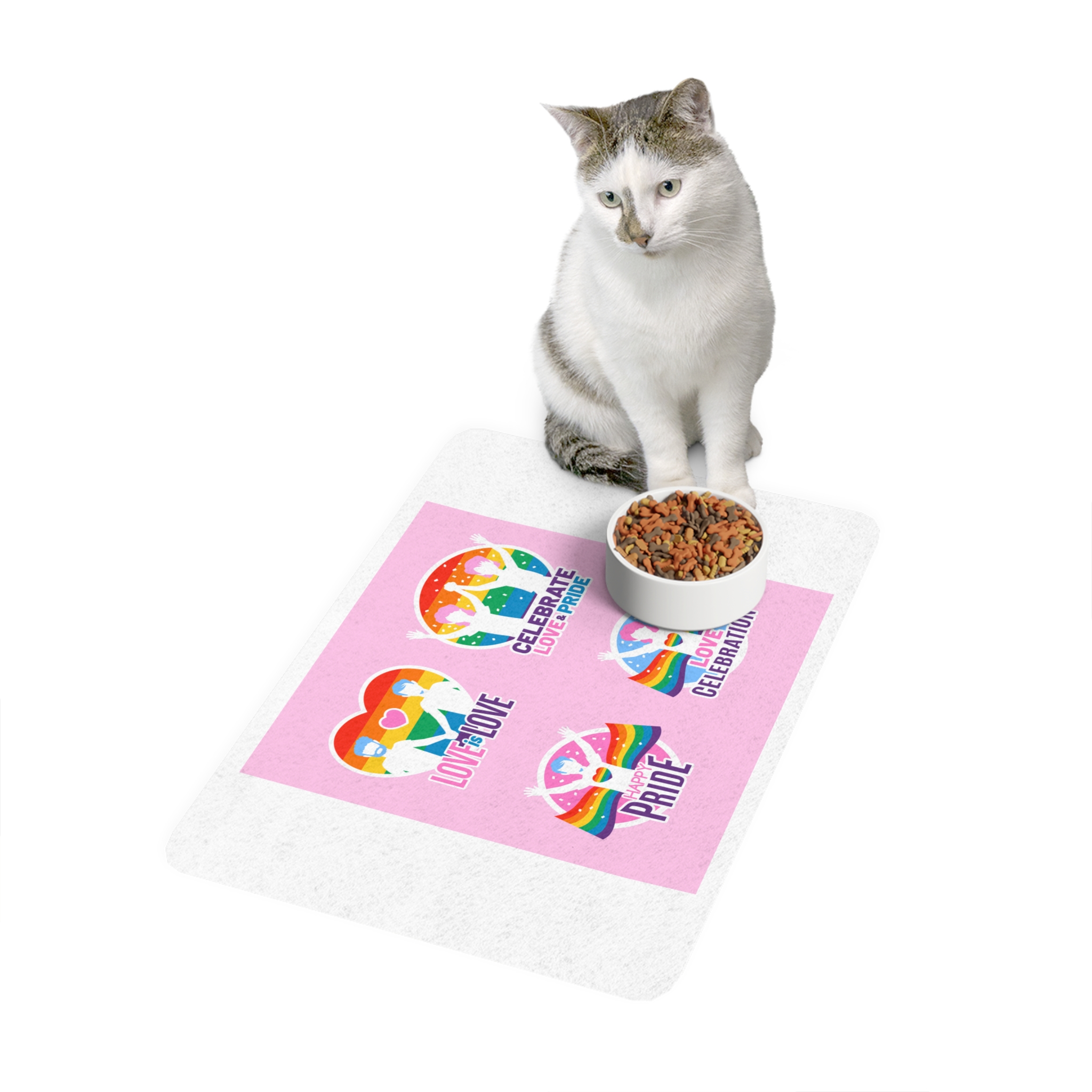 Pride Day Neon Badges Pet Food Mat 12x18 - Image 3