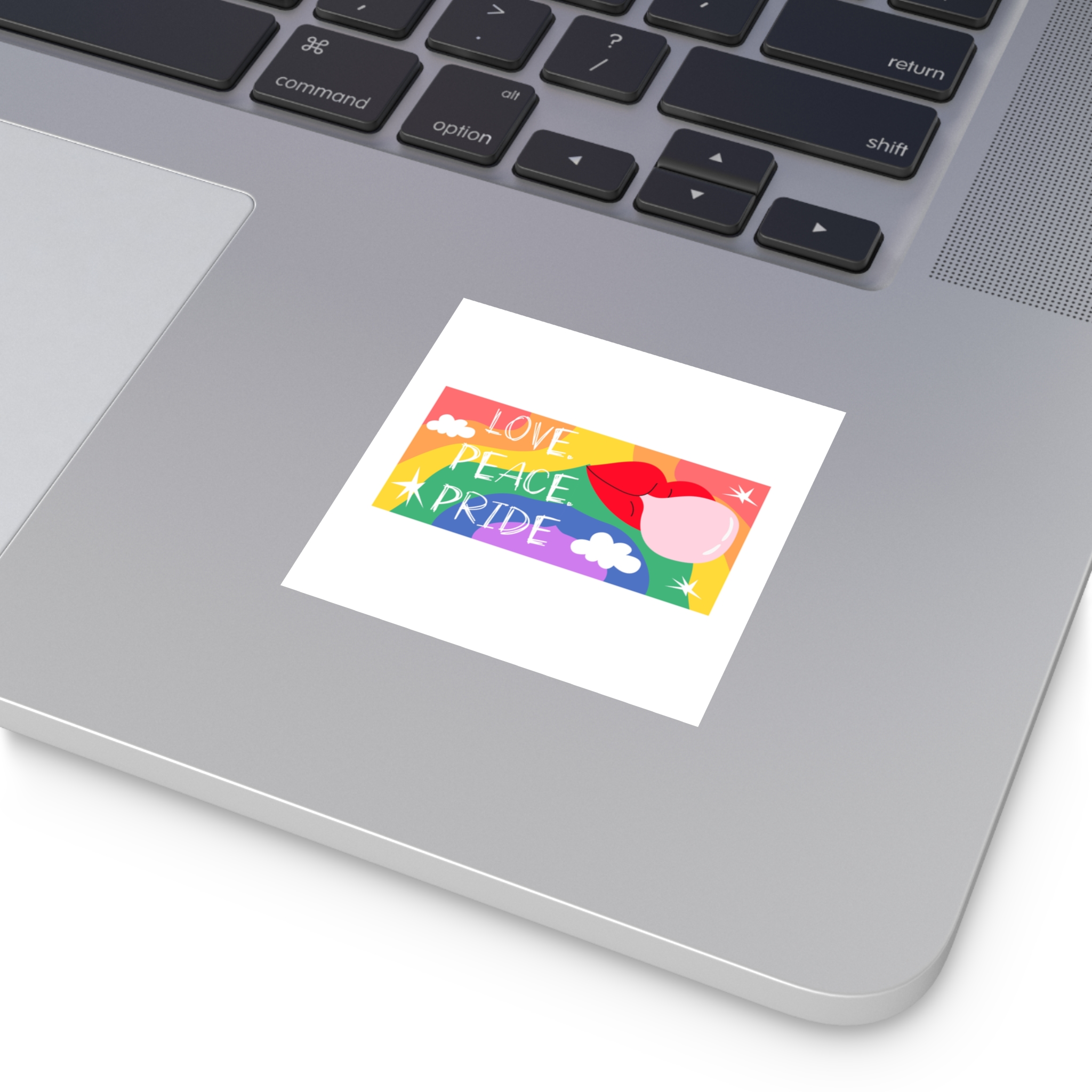 Lgbt Festive Cartoon Groovy Banner Retro 90s Style Love Freedom Concept Laminate Stickers Square - Image 15