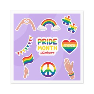 Pride Month Cute Stickers Lgbtq Rainbow Flag Flat Illustrations Laminate Stickers Square