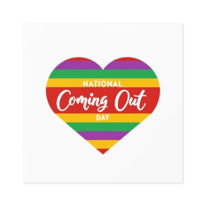 National Coming Out Day Rainbow Heart With Text Pride Lgbtq Laminate Stickers Square