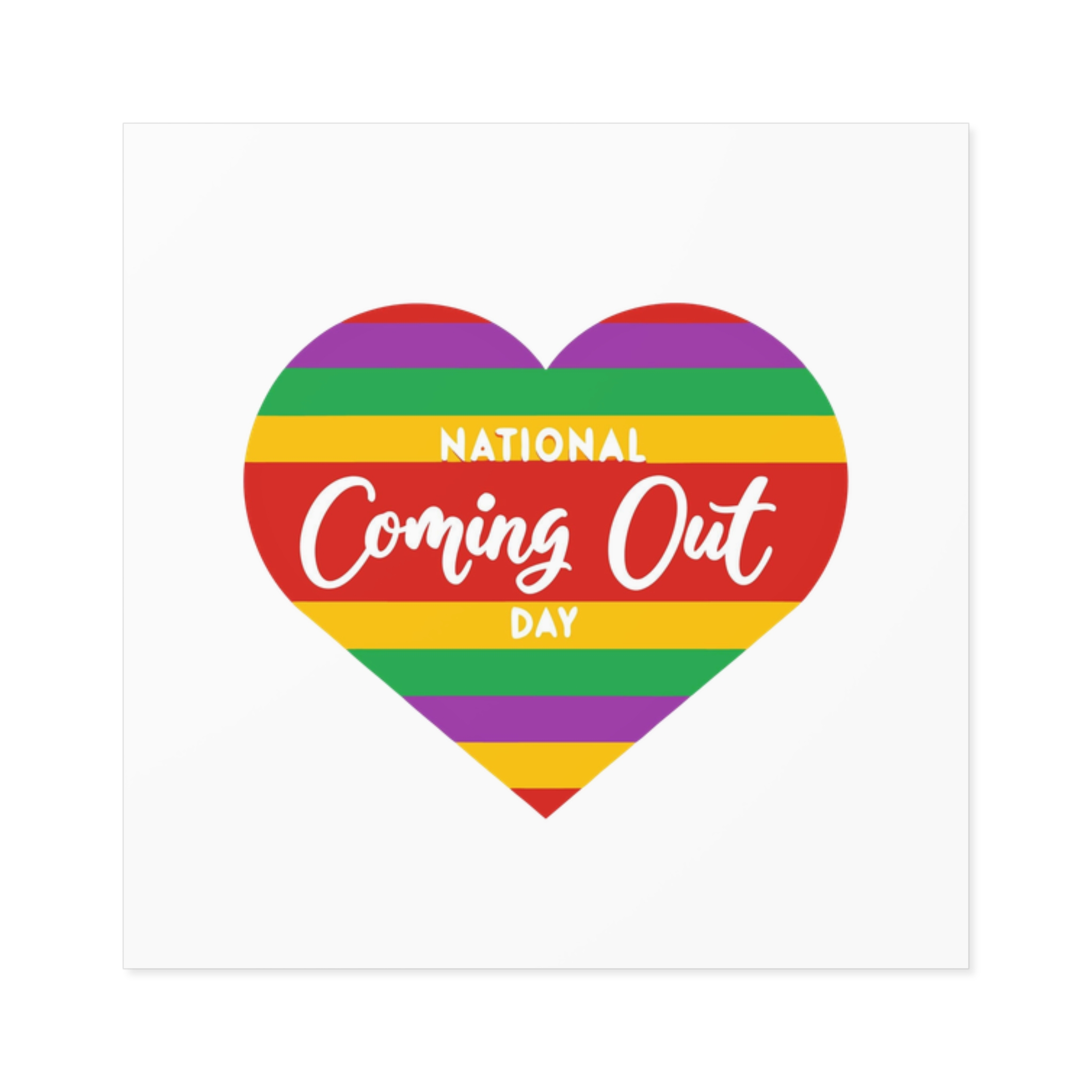 National Coming Out Day Rainbow Heart With Text Pride Lgbtq Laminate Stickers Square
