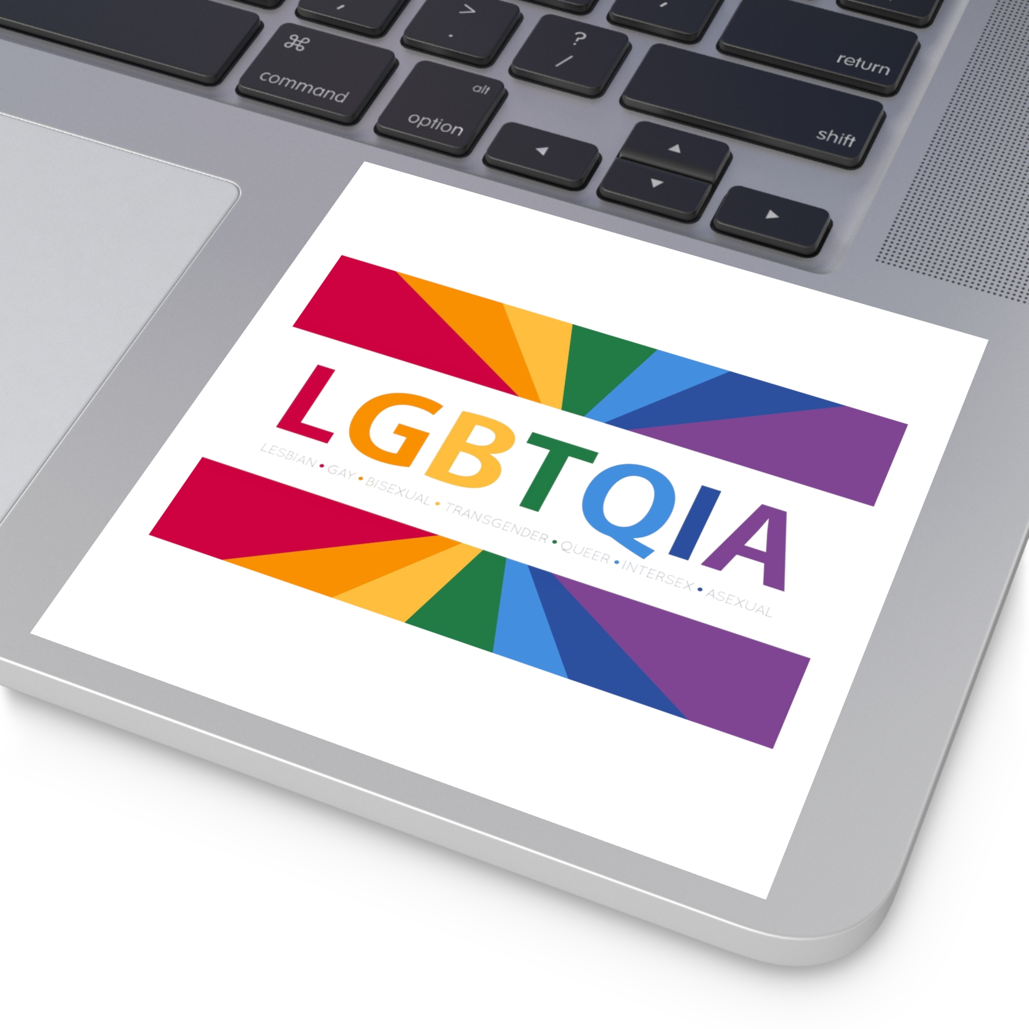Lgbtqia Text Banner With Rainbow Background Lgbtqia Typography With Lgbt Gay Pride Flag Colours Laminate Stickers Square - Image 35