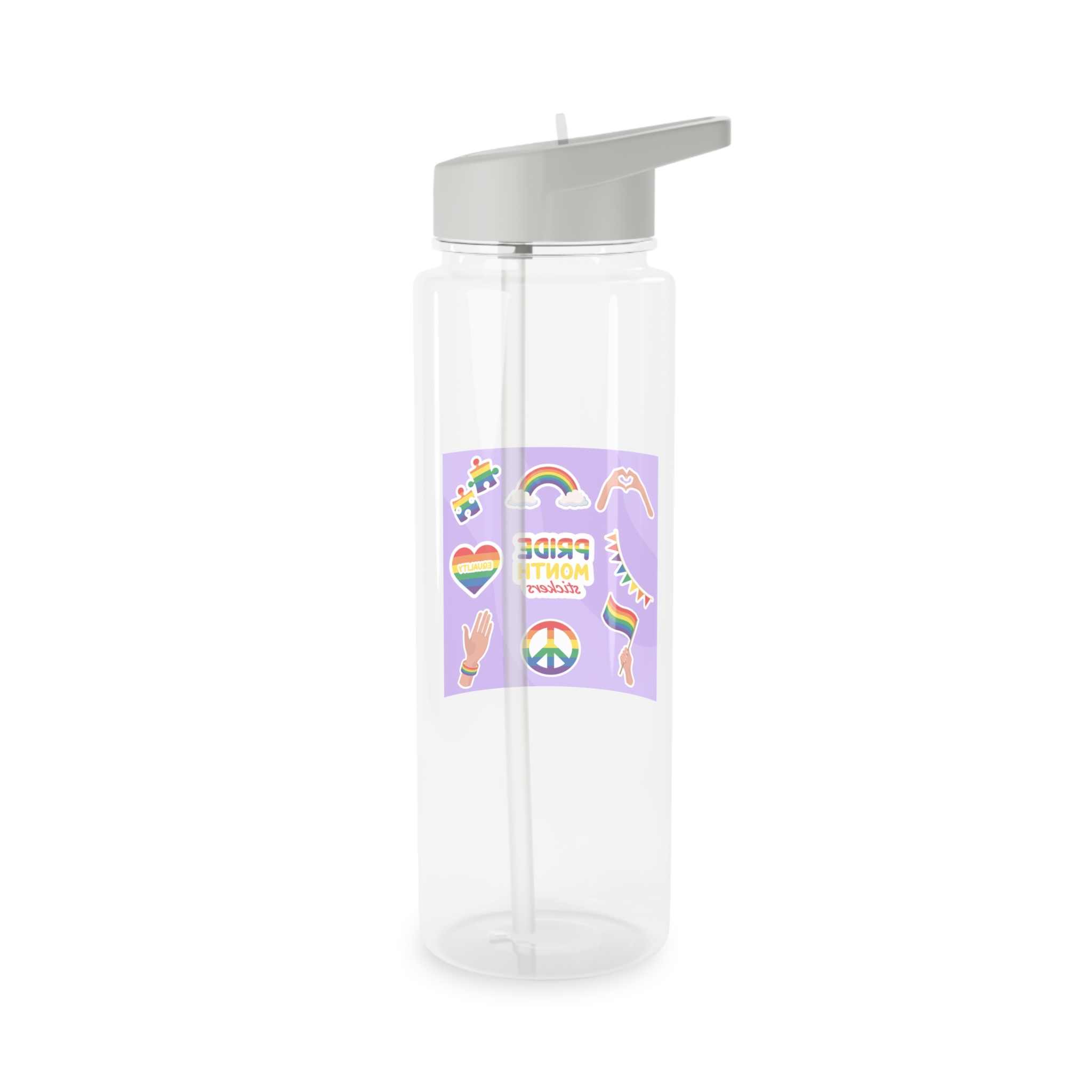 Pride Month Cute Stickers Lgbtq Rainbow Flag Flat Illustrations Tritan Water Bottle - Image 6