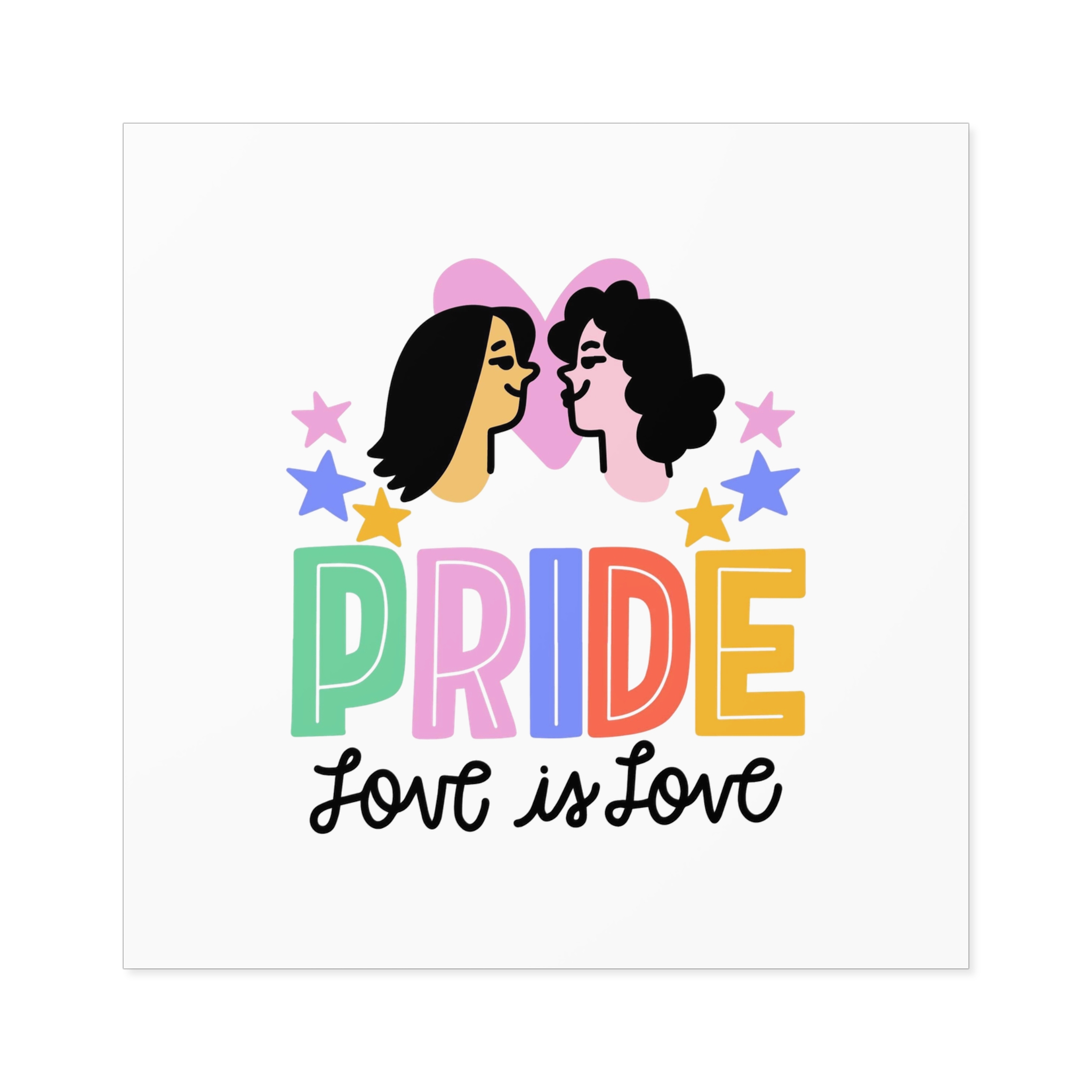 Pride Day Lettering With Lesbian Couple Laminate Stickers Square - Image 41