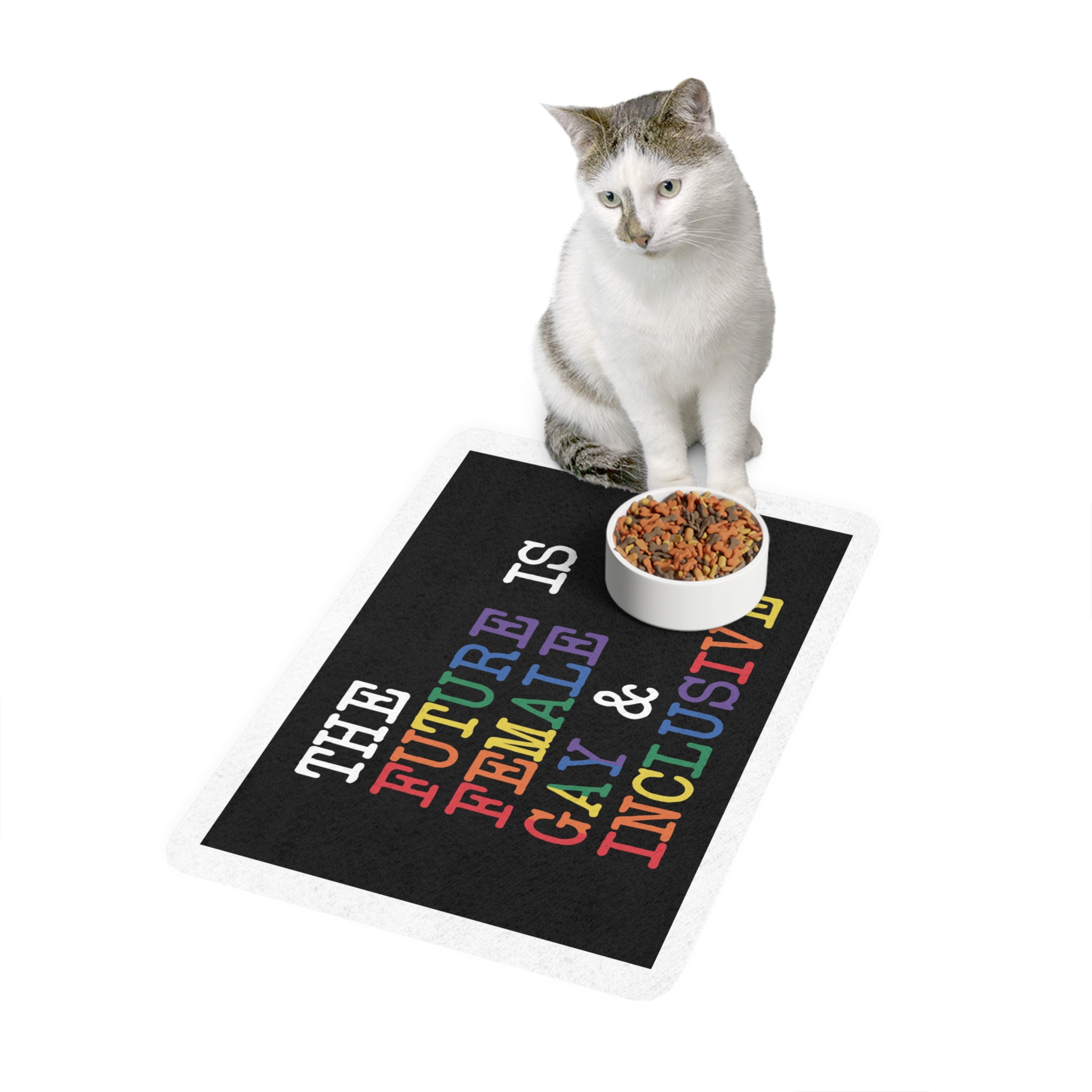 Colorful Text That Says Future Women Is Breastfeeding Pet Food Mat 12x18 - Image 3