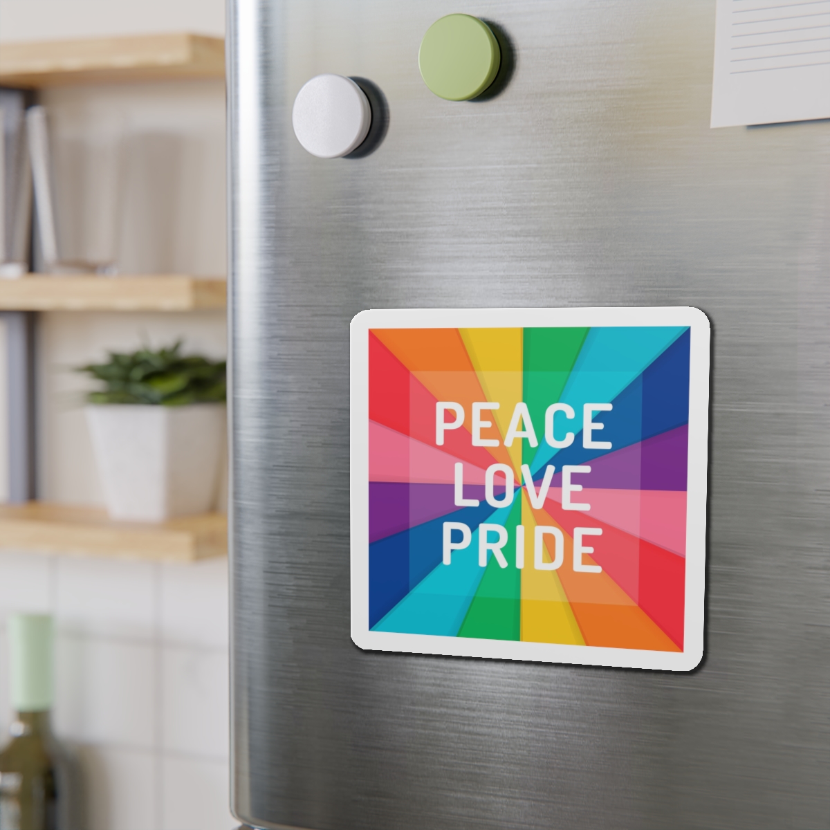Rainbow Colored Background With Peace Love Pride Concept Pride Month Die Cut Magnets - Image 12
