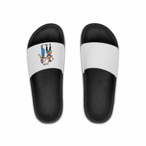 Two Diverse Young Women Celebrate Pride Month With Rainbow Flags Colorful Attire Mens Slide Sandals