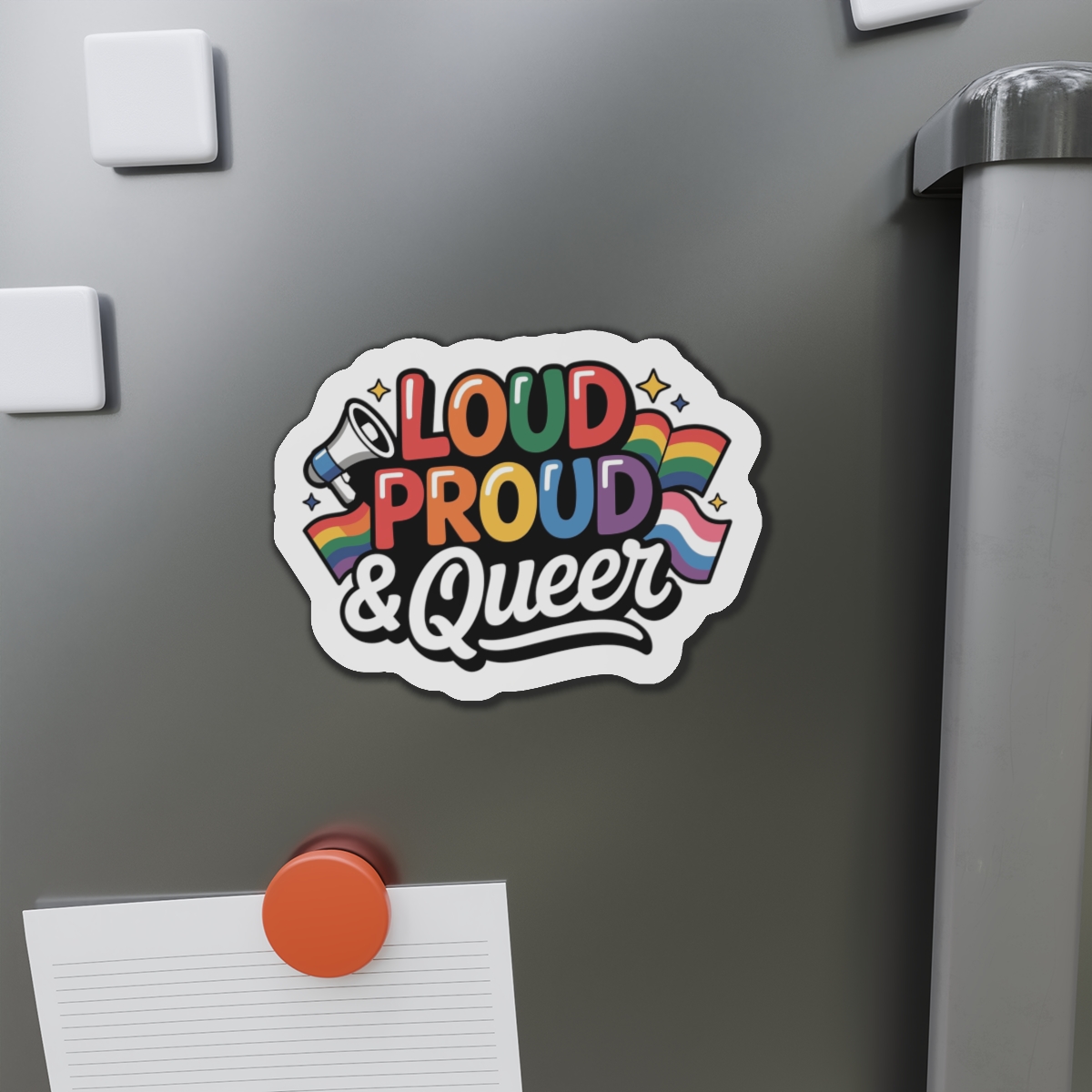 Loud Proud Queer T Shirt Design Isolated White Background 3 Die Cut Magnets - Image 14