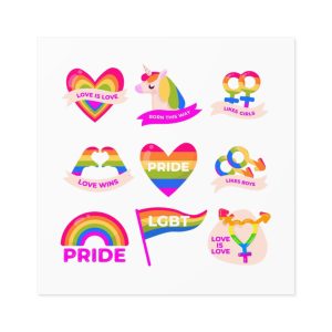 Pride Day Labels Set Laminate Stickers Square