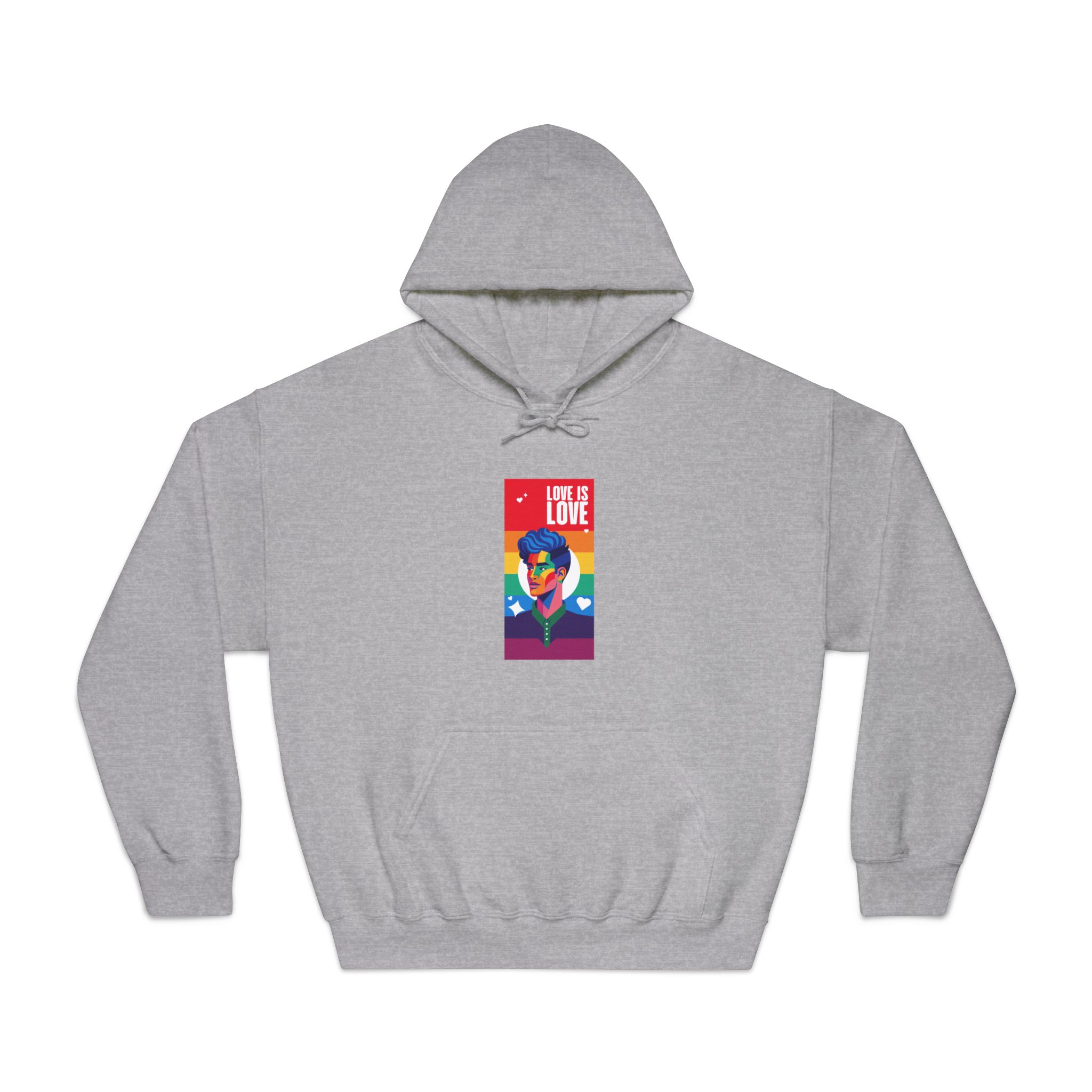 Poster Man With Rainbow Colored Face Rainbow Colored Background Unisex Dryblend Hooded Sweatshirt - Image 13