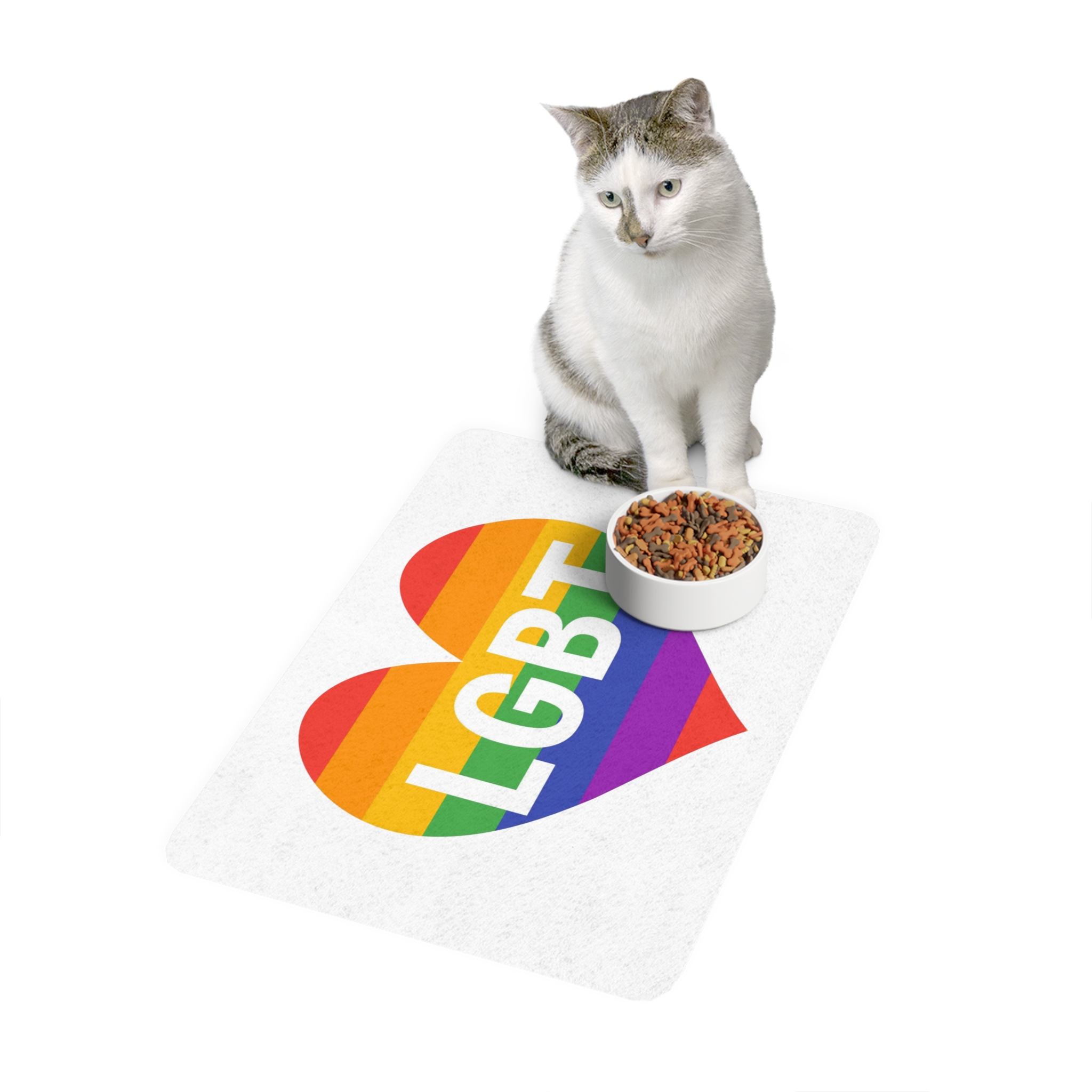 Lgbt Rainbow Colors Heart Mark Lgbt Letters Pet Food Mat 12x18 - Image 3