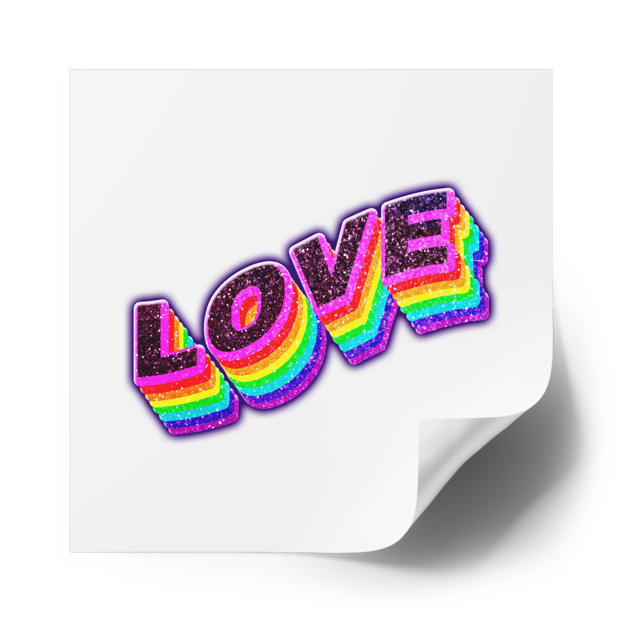 Love Png Word Rainbow Typography Laminate Stickers Square - Image 58
