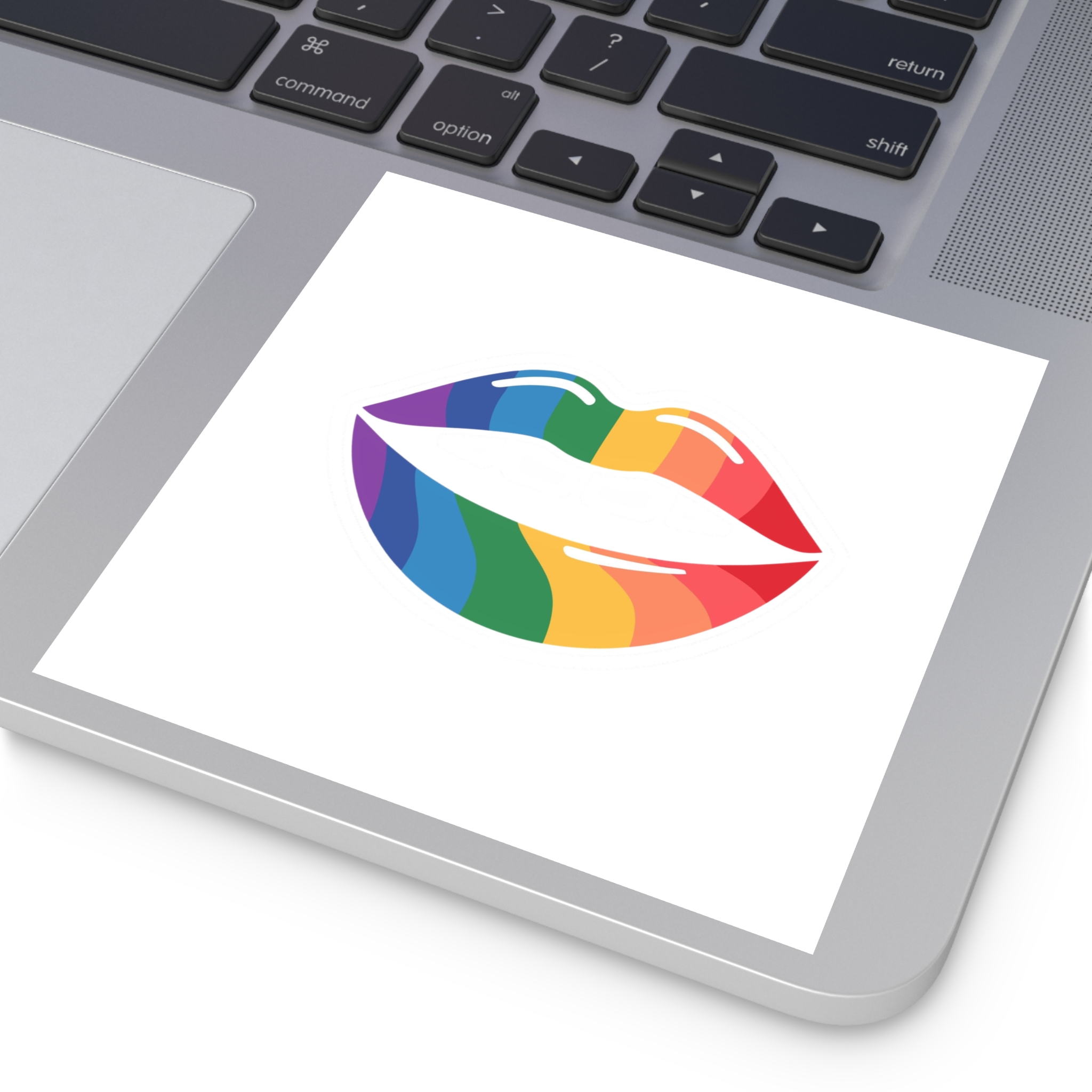 Rainbow Lips Illustration Laminate Stickers Square - Image 75