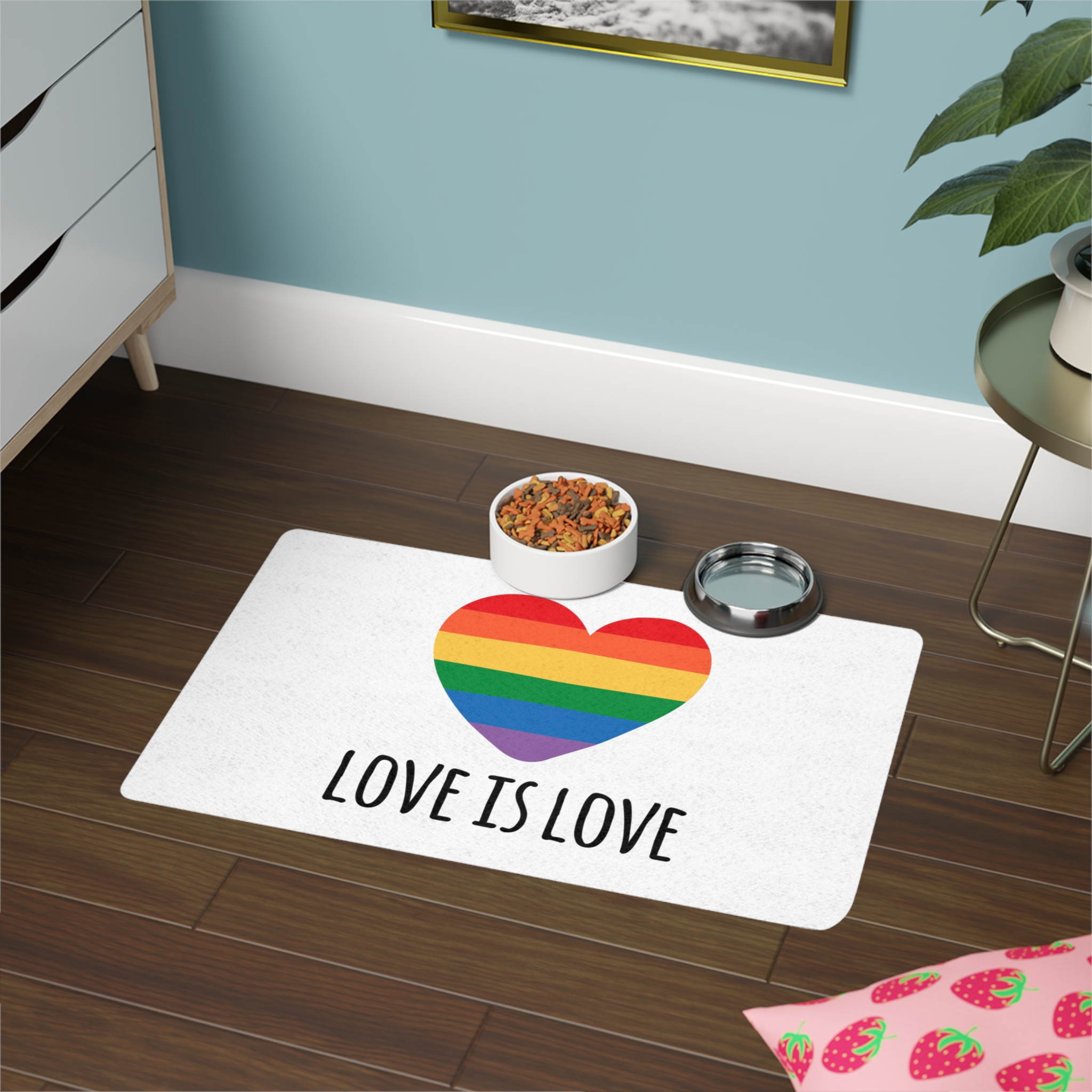 Vector Sketch Lgbt Rainbow Love Is Love Lettering (1) Pet Food Mat 12x18 - Image 4