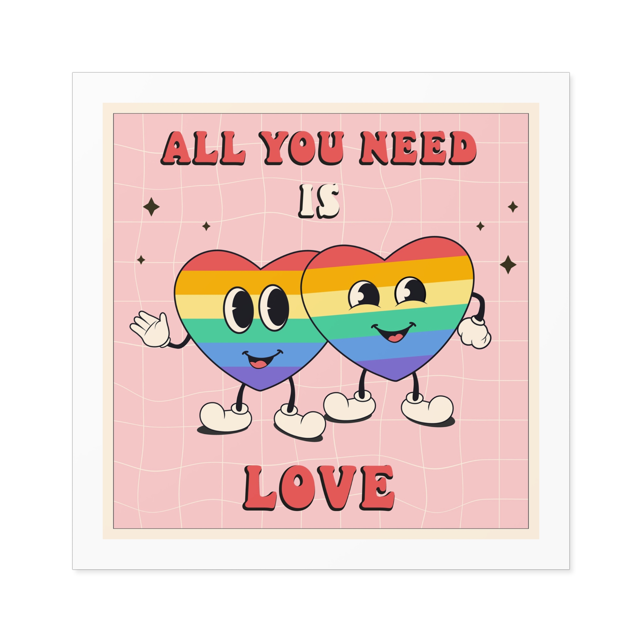 Lgbtq Pride Month Retro Groovy Poster Social Media Post Template With Rainbow Heart Laminate Stickers Square - Image 73