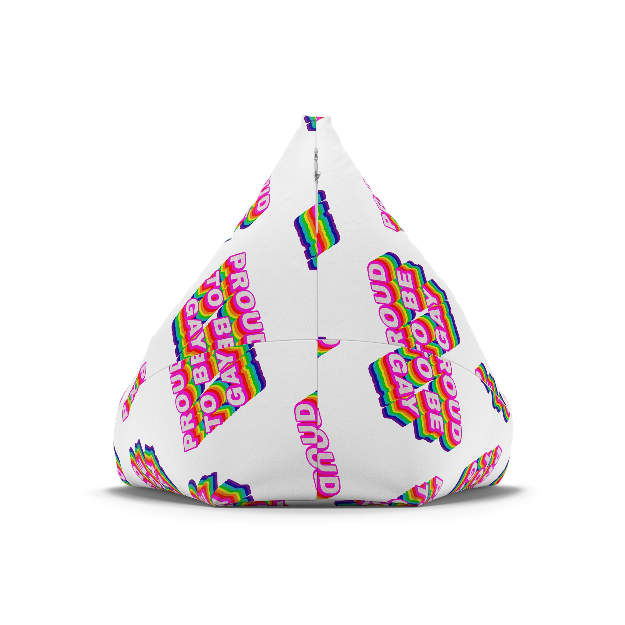 Rainbow Word Proud Be Gay Typography Design Element Bean Bag Chair Cover - Image 6