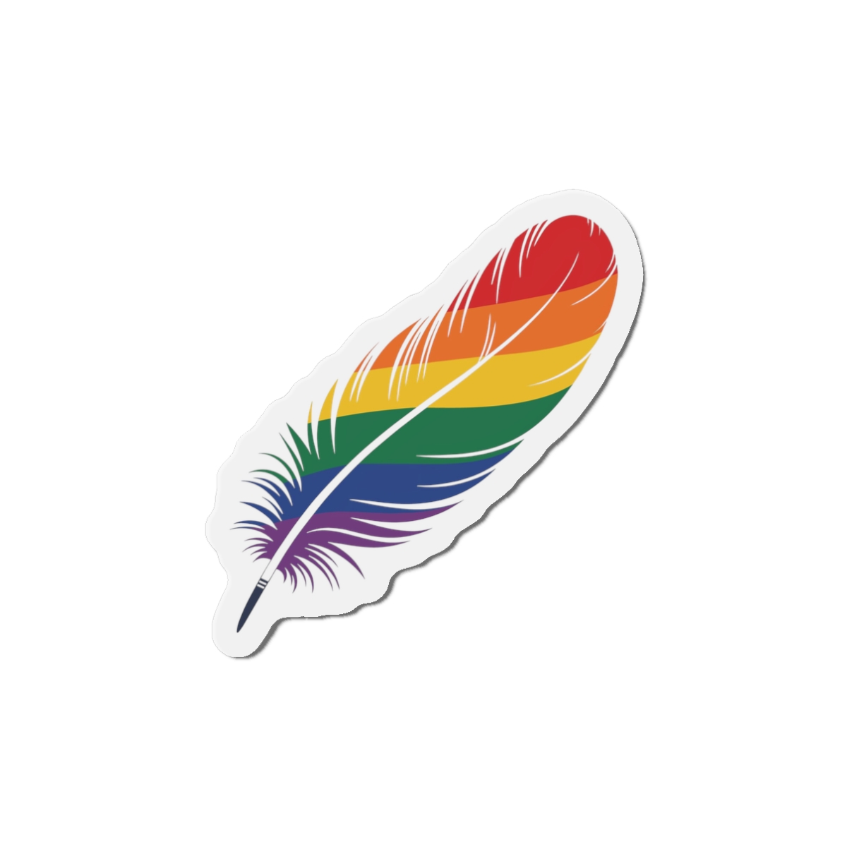 Single Feather Adorned With Vibrant Colors Rainbow Flag Die Cut Magnets - Image 4