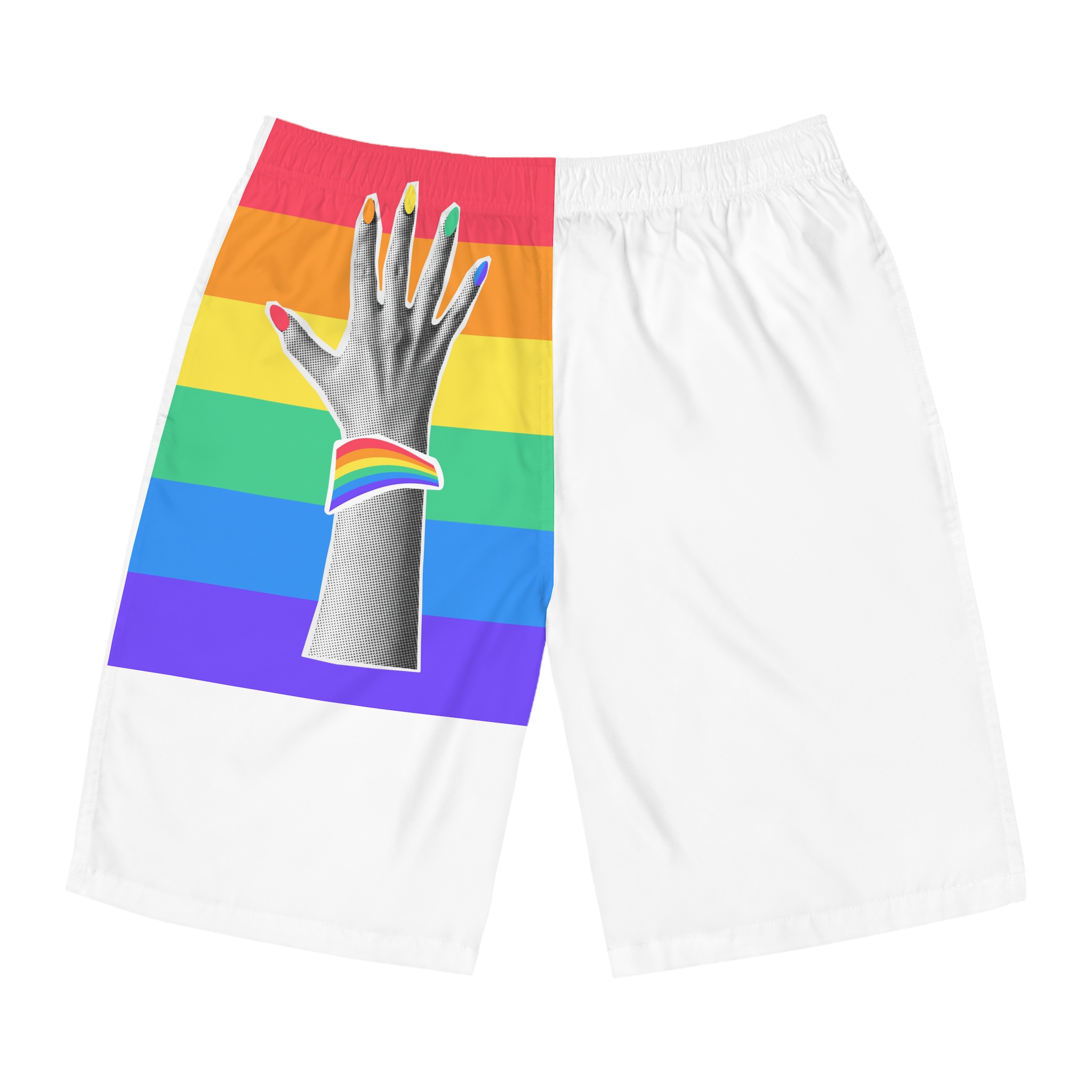 Unity Diversity Halftone Lgbtq Hand Concept Mens Board Shorts Aop