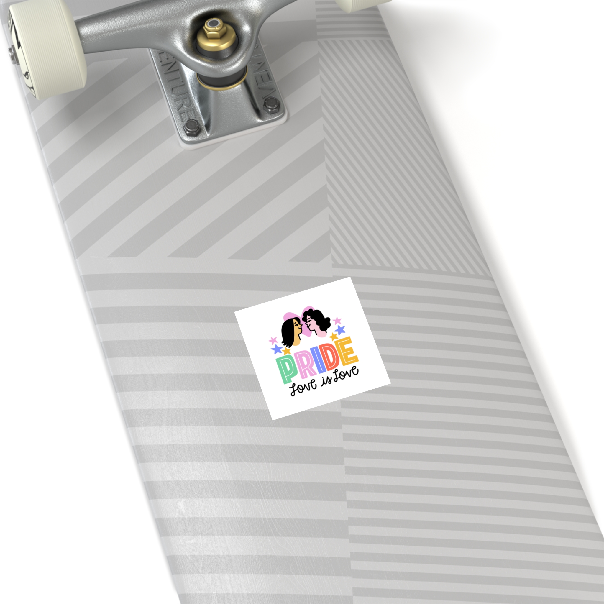 Pride Day Lettering With Lesbian Couple Laminate Stickers Square - Image 4
