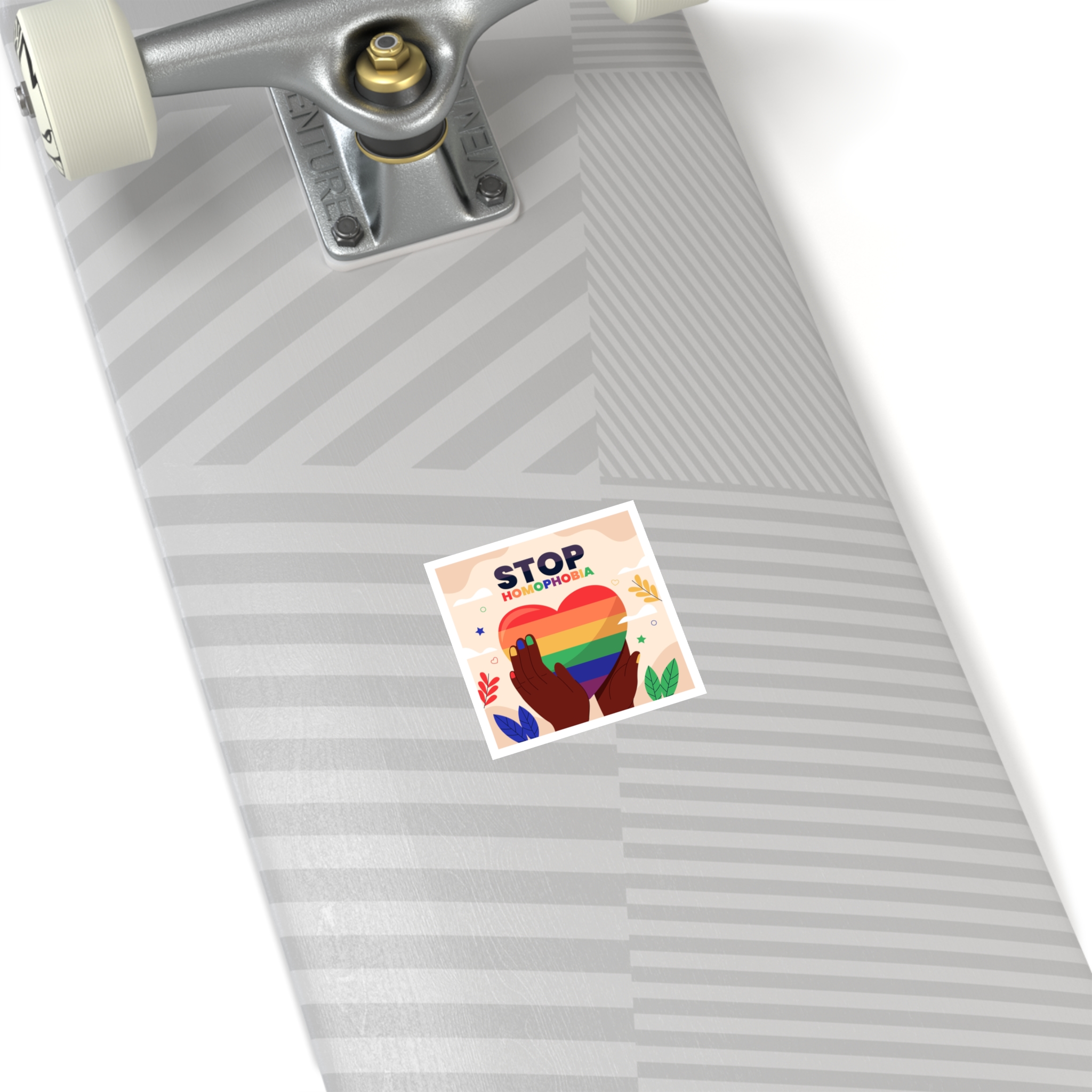 Hand Drawn Stop Homophobia Message Illustrated Laminate Stickers Square - Image 16