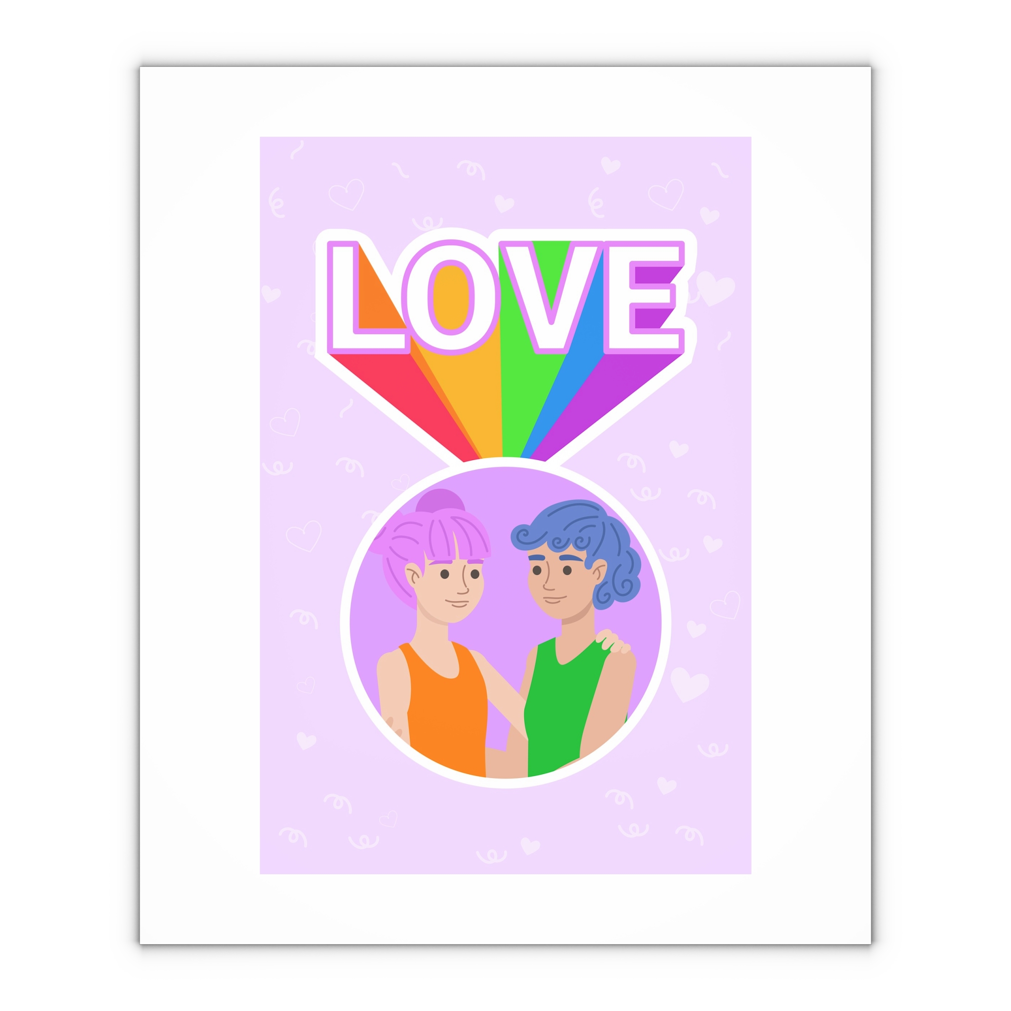 Young Couple Embracing With Rainbow Love Text Celebrating Pride Month Gift Wrapping Paper Sheets 1pc - Image 4