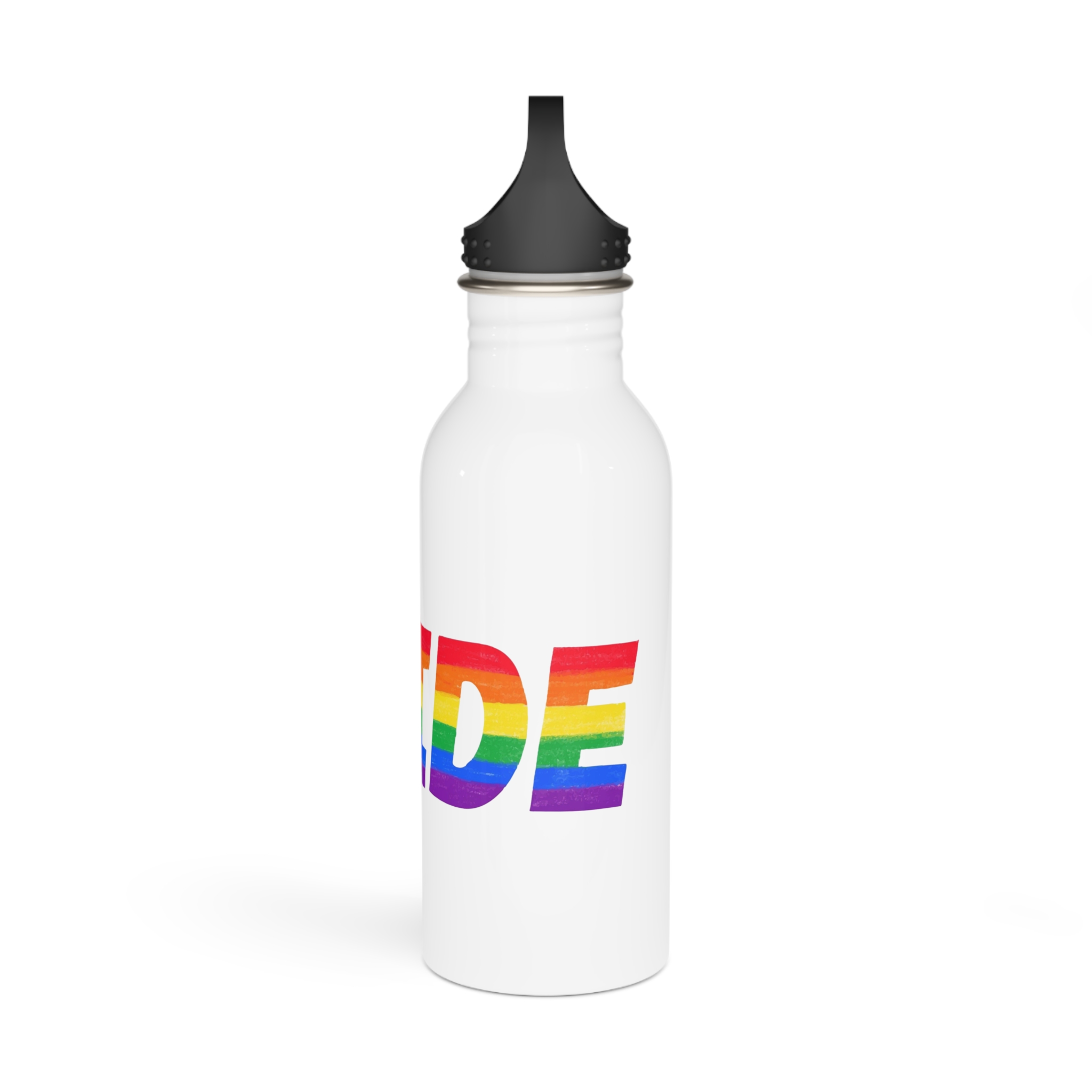 Word Pride Rainbow Lgbtq Gay Flag Colors Lettering Lgbt Month Pencil Crayon Textured Isolated Stainless Steel Water Bottle - Image 4