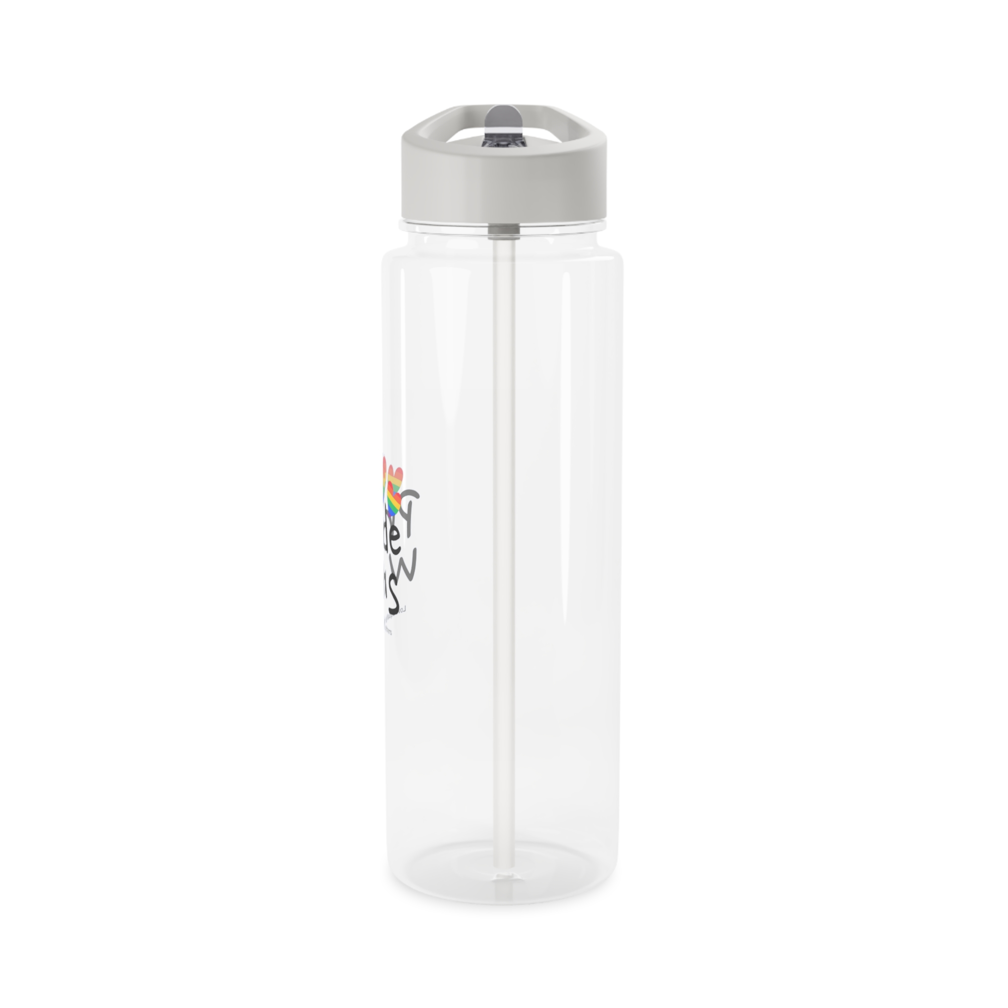 Love Letter Pride Rainbow Lettering Text Writing Pattern Freedom Love Heart Homo Colors Flag Parade (1) Tritan Water Bottle - Image 7