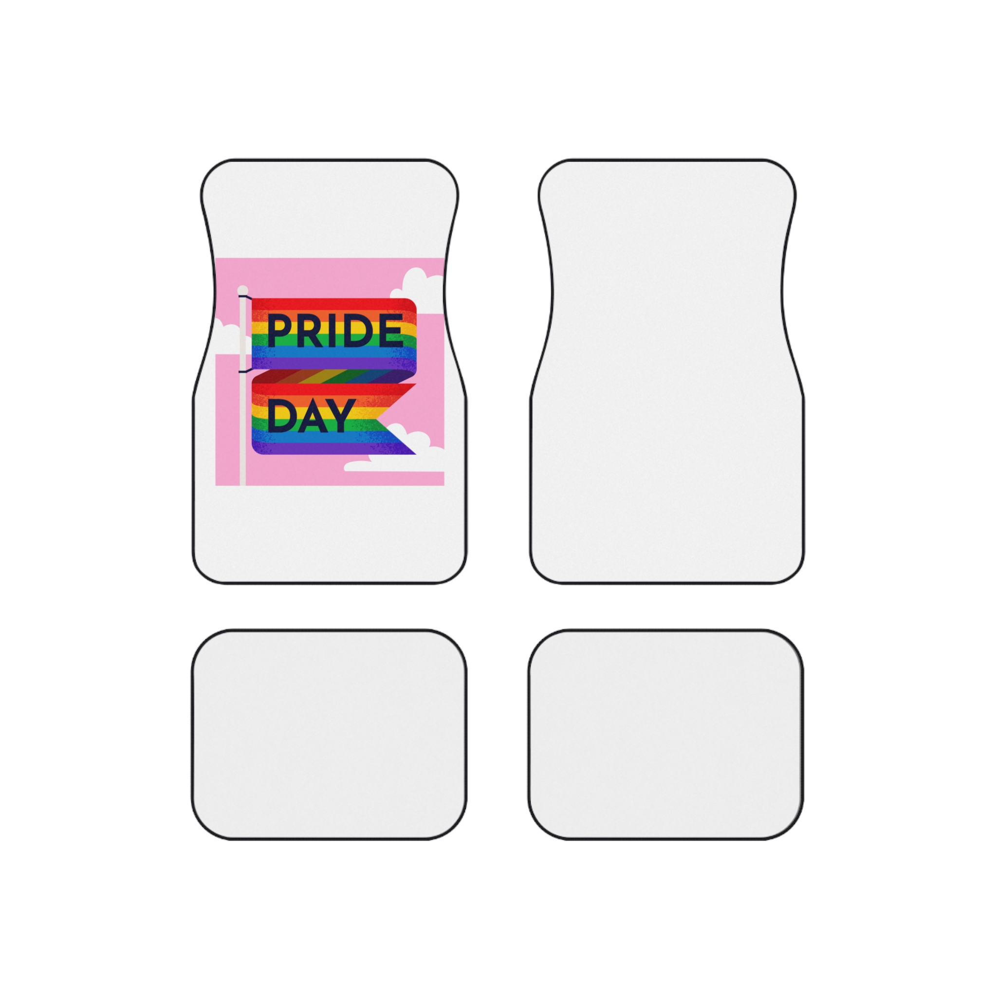Pride Day Flag Illustration Car Mats Set Of 4